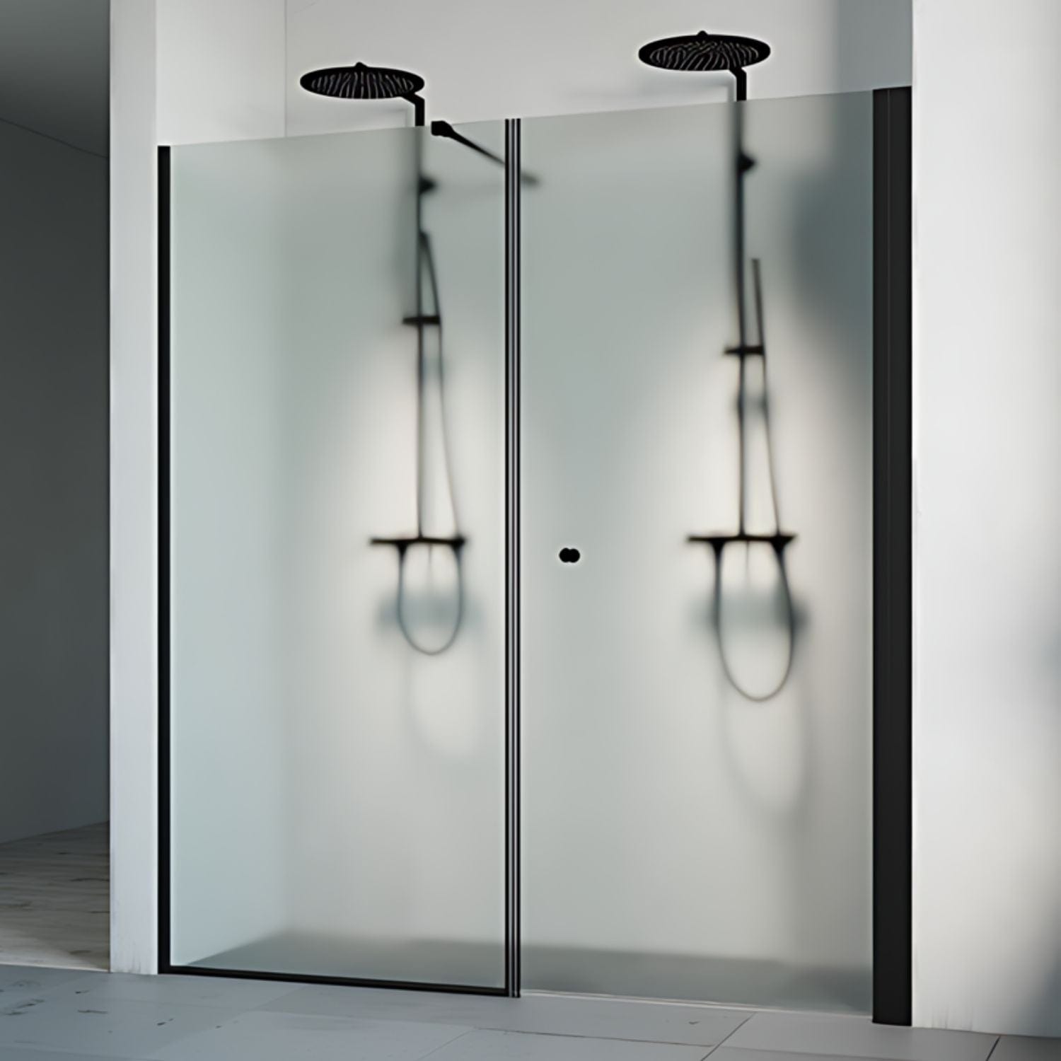 Macro Design SPIRIT Nisjedusj Swing Ice Svart matt / 70x67cm / Ice glass Macro Design Dusjnisje BUN-DSSV767SIC