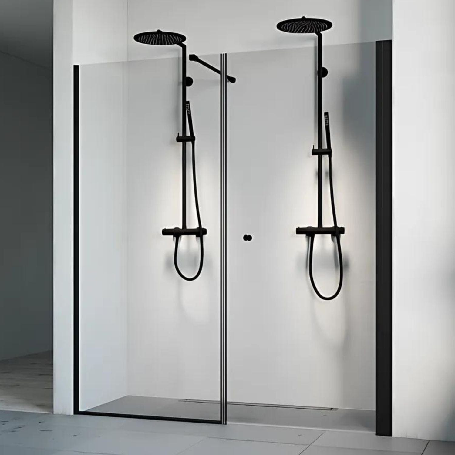 Macro Design SPIRIT Nisjedusj Swing Svart matt / 70x67cm / Klart glass Macro Design Dusjnisje BUN-DSSV767SKL