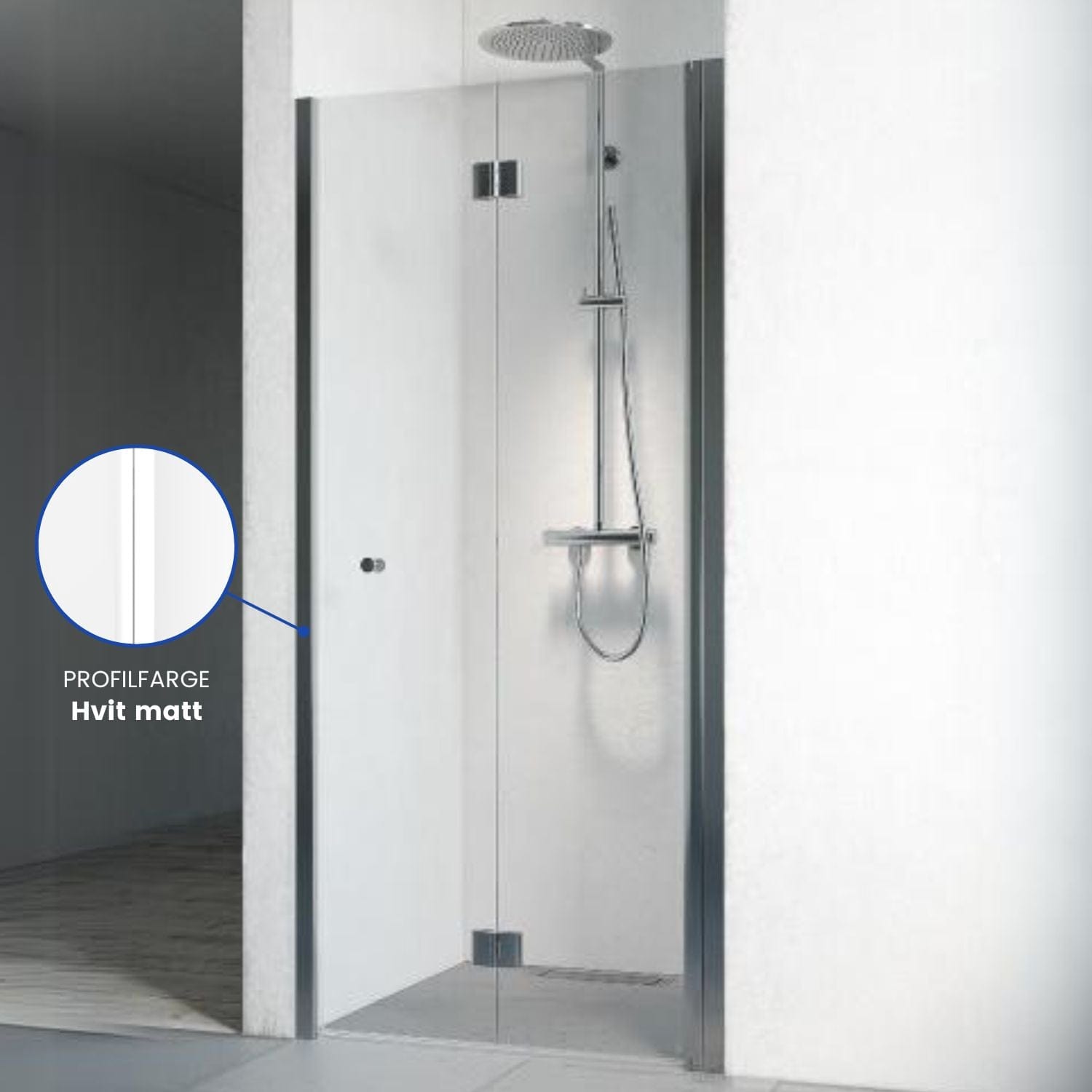 Macro Design SPIRIT Nisjedusj Vik Hvit / 690-725mm / Klart glass med knott Macro Design Dusjnisje BUN-DSNVV69KL