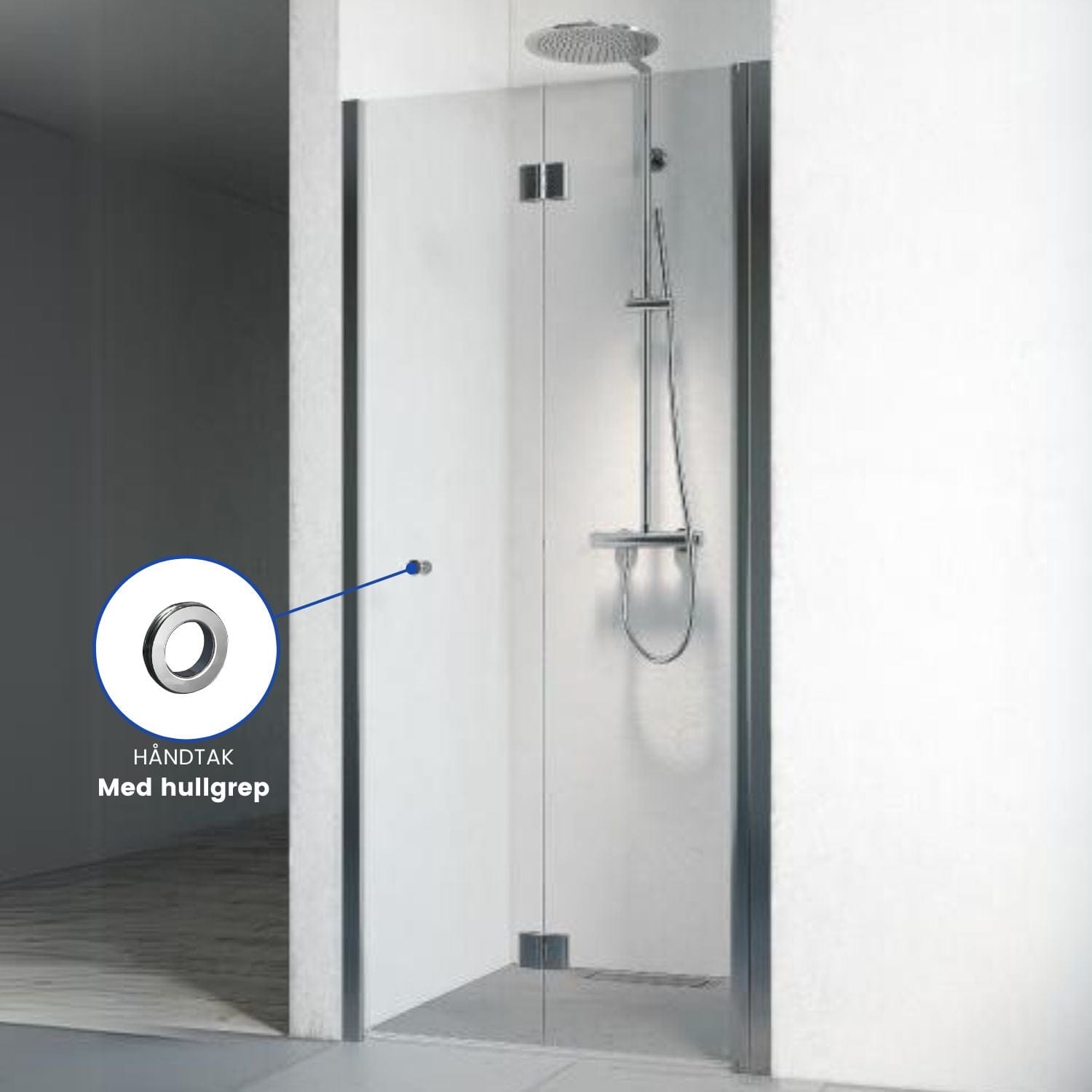 Macro Design SPIRIT Nisjedusj Vik Krom / 690-725mm / Klart glassmed hullgrep Macro Design Dusjnisje BUN-DSNVG69GKL