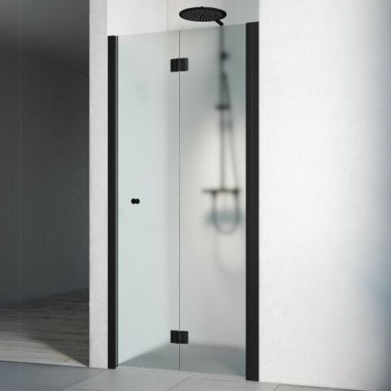 Macro Design SPIRIT Nisjedusj Vik Svart / 690-725mm / Ice glass med knott Macro Design Dusjnisje BUN-DSNVS69IC