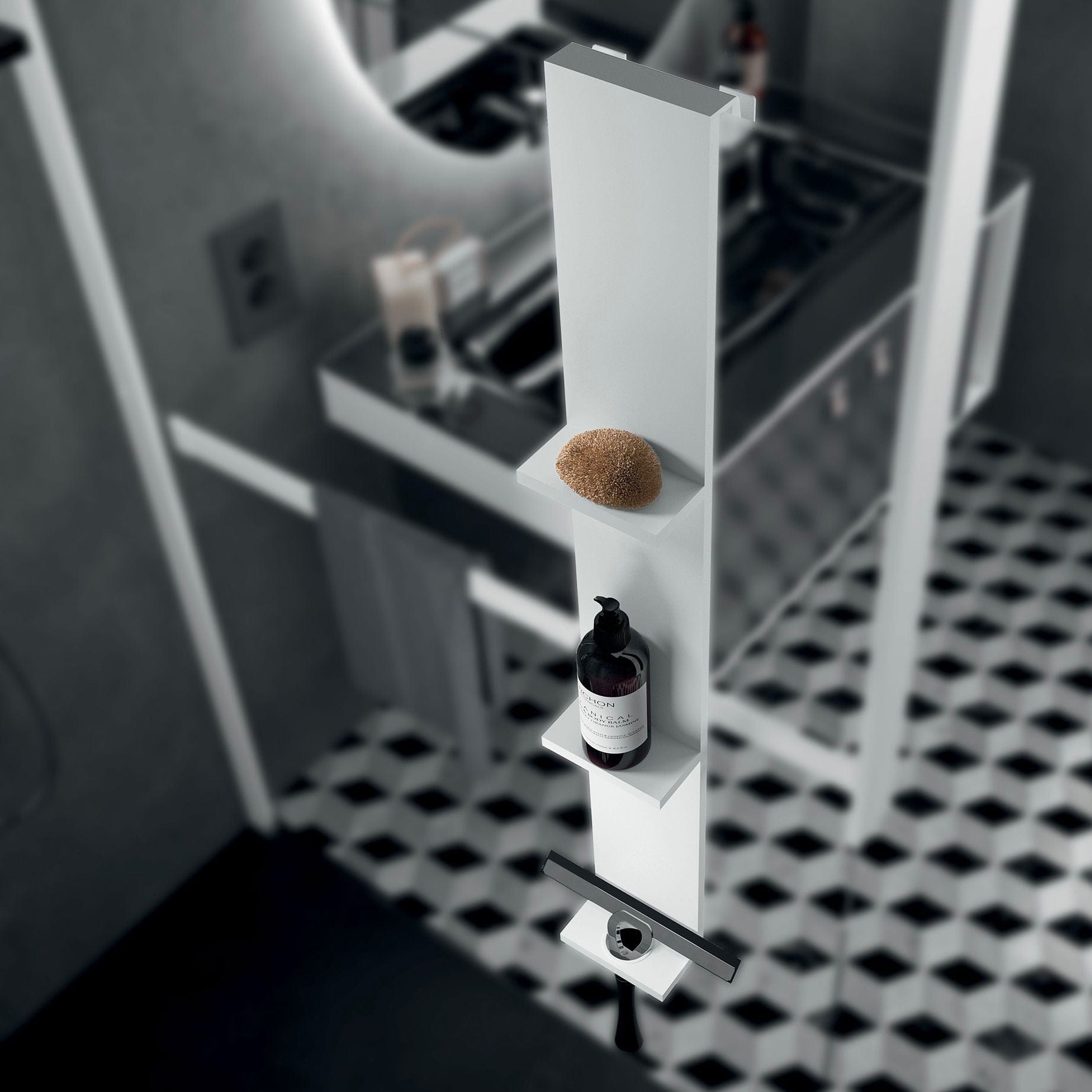 Novellini Frame Dusjhylle med nalholder & utvendig håndklekrok Hvit matt Novellini Dusjhylle R90AKFPO1290-U