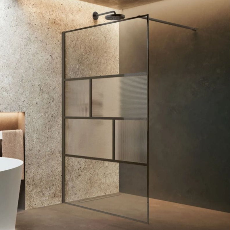 Novellini HC ART Fastvegg Grafittgrå / 80cm / Flute Novellini Dusjvegg KO-HARTHC80-94L