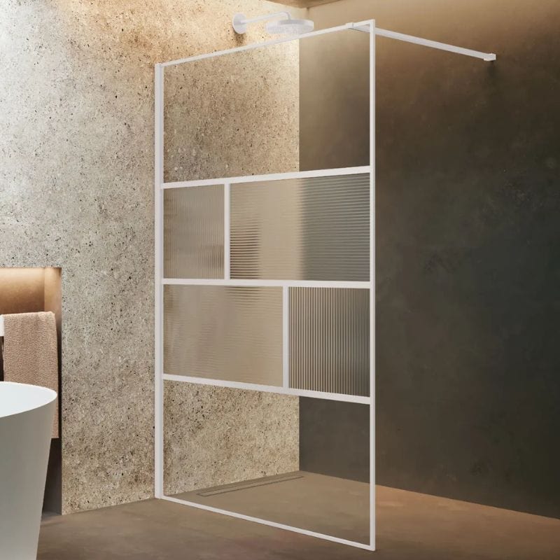 Novellini HC ART Fastvegg Hvit matt / 80cm / Flute Novellini Dusjvegg KO-HARTHC80-94U