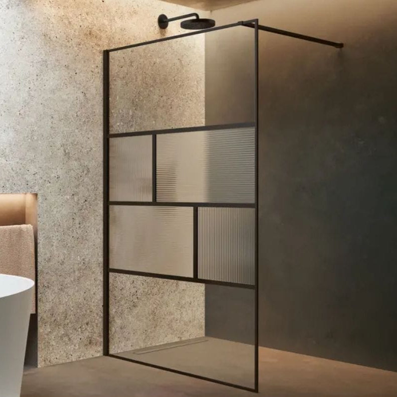 Novellini HC ART Fastvegg Svart matt / 80cm / Flute Novellini Dusjvegg KO-HARTHC80-94H