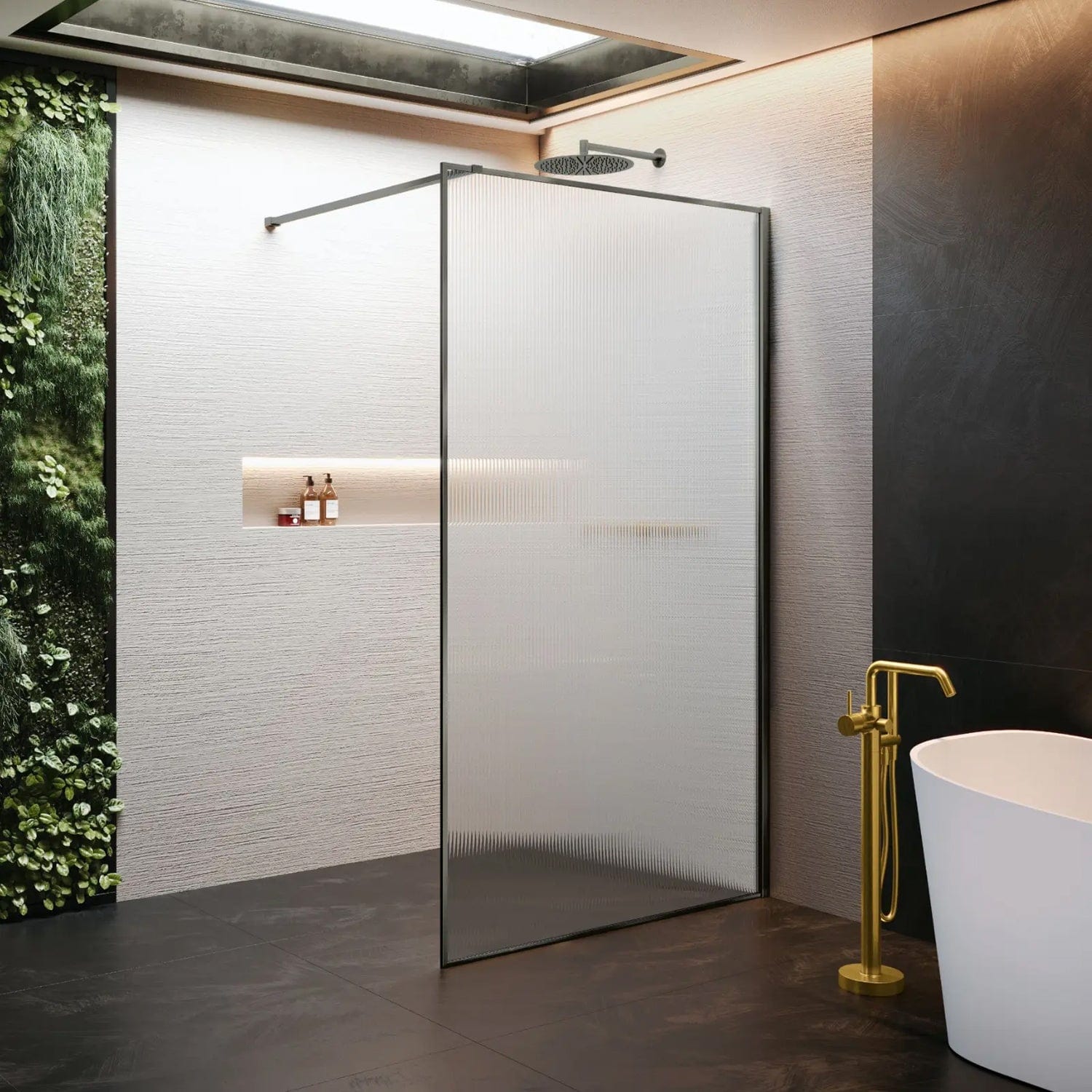 Novellini HP ART Fastvegg Børstet grafittgrå / 80cm / Flute Novellini Dusjvegg KO-HARTHP80-94N