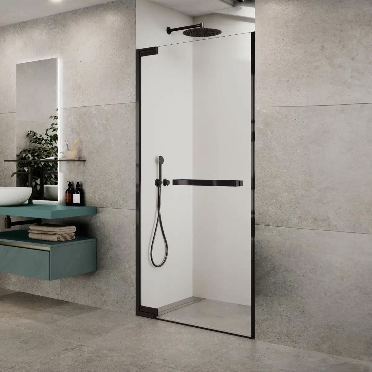 Novellini N180 1B Slagdør for nisje Grafittgrå / 79cm / Klart glass Novellini Dusjnisje KO-N1801B79-1L