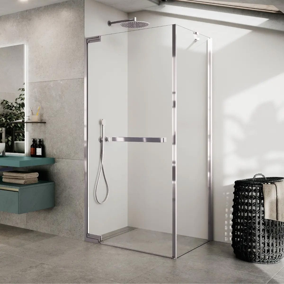 Novellini N180 G Slagdør for hjørne Krom / 80cm / Klart glass Novellini Dusjdør KO-N180G80-1K