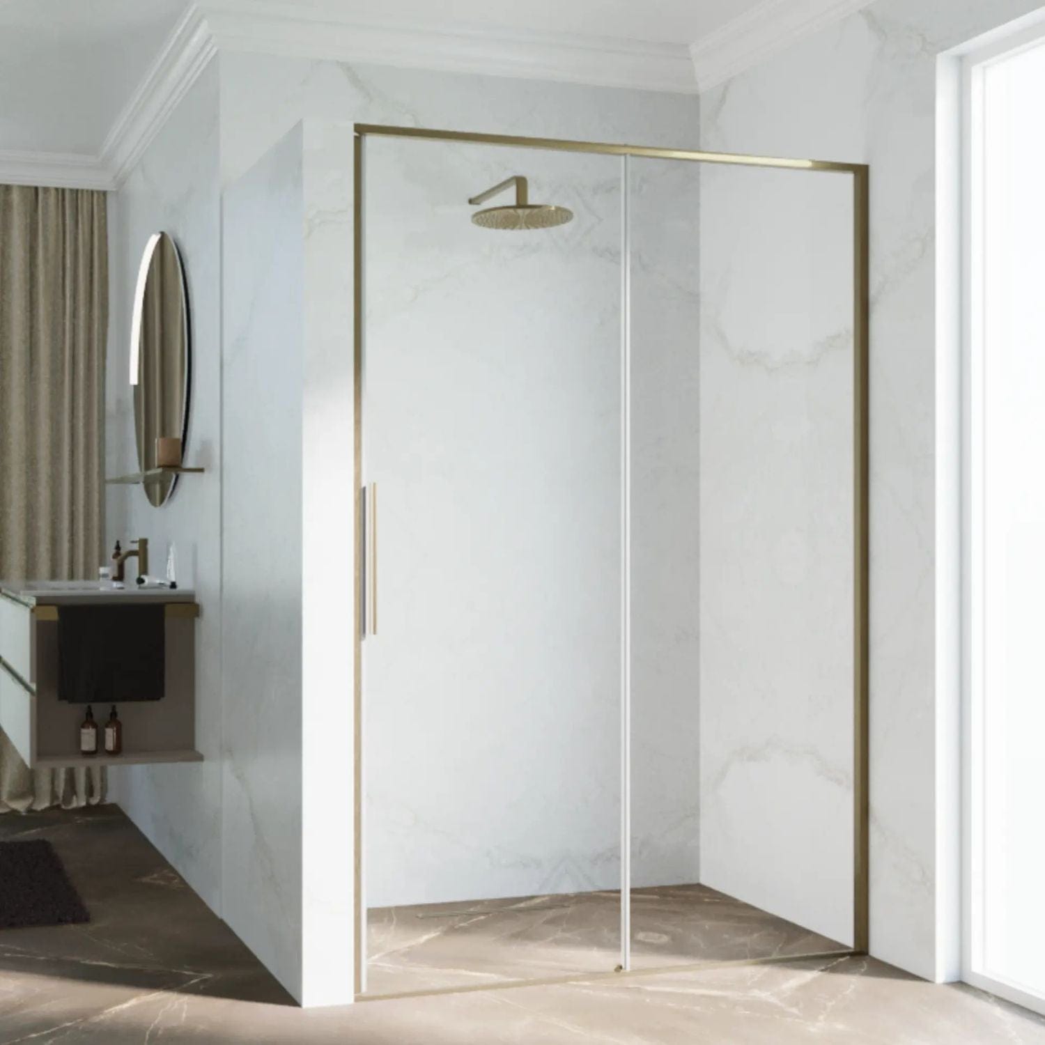 Novellini Riga 2P Skyvedører Børstet bronse / 96cm / Høyre hengslet Novellini Dusjdør KO-RIG2P96D-1Q