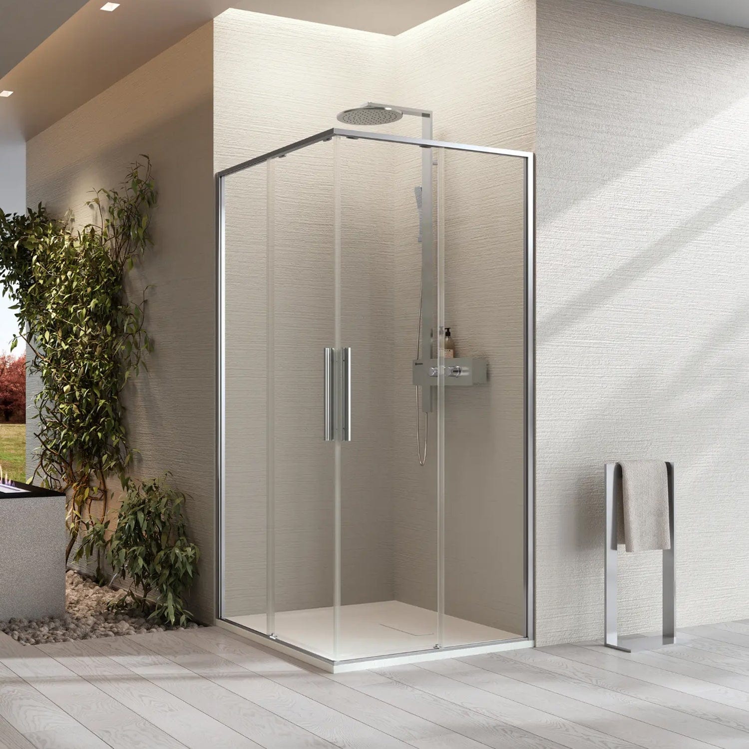 Novellini Riga A skyvedører Svart matt / 67cm / Høyre hengslet Novellini Dusjdør KO-RIGA67LD-1H