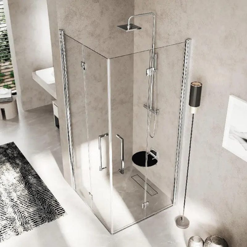 Novellini Young 2.0 2GS Foldedør - pris pr stk Hvit matt / 58cm høyre / Klart glass Novellini Dusjdør KO-Y22GS57LD-1U