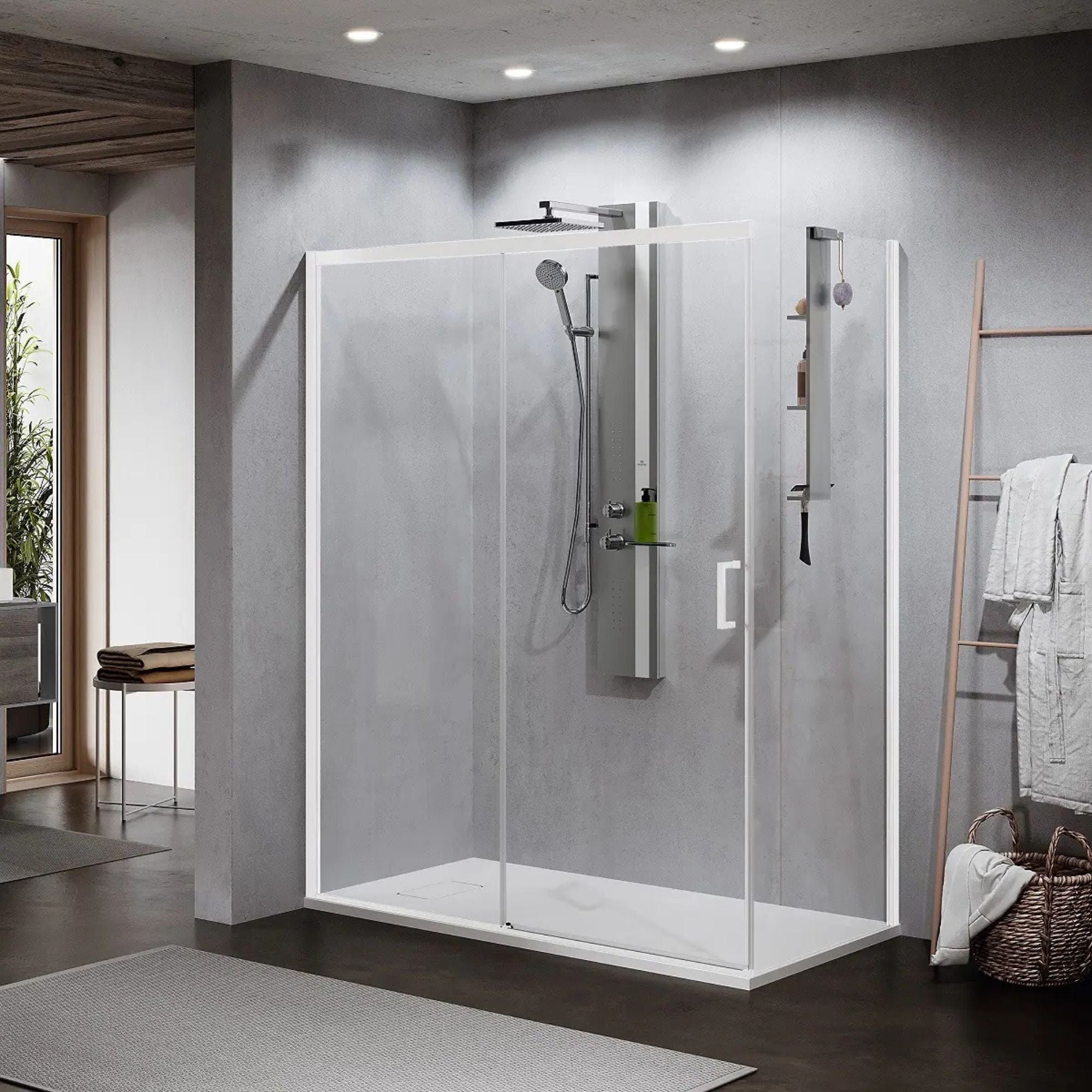 Novellini Zephyros 2.0 PH Skyvedør 120-160cm Hvit matt / 96-99cm / Venstre Novellini Dusjdør KO-ZEP2PH96S-1U