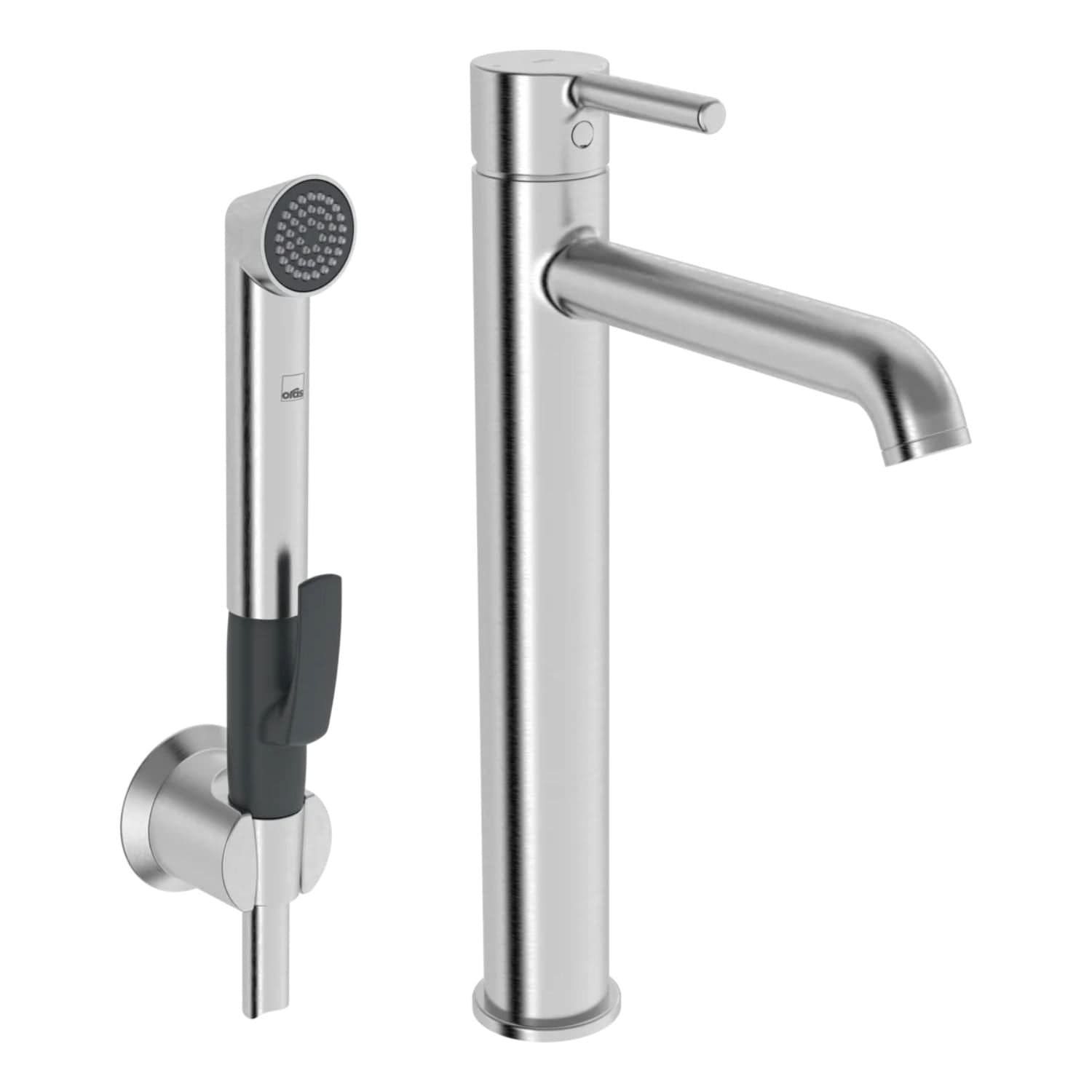 Oras Optima Style Høy Servantbatteri med Bidetta Børstet stål Oras Armatur Servantbatteri GRO-4200682