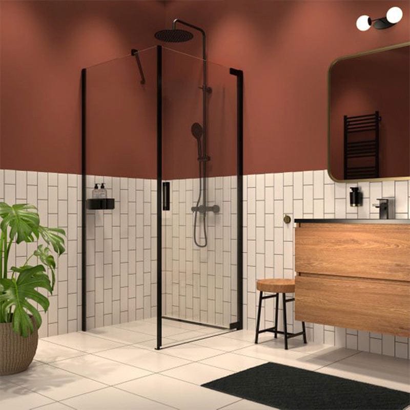 Sealskin Inc Dusjhjørne Kombi (vegg+dør) - Svingdør m/fastfelt Svart matt / 90x90cm / Klart glass Sealskin Dusjhjørne CO-XI240906195100