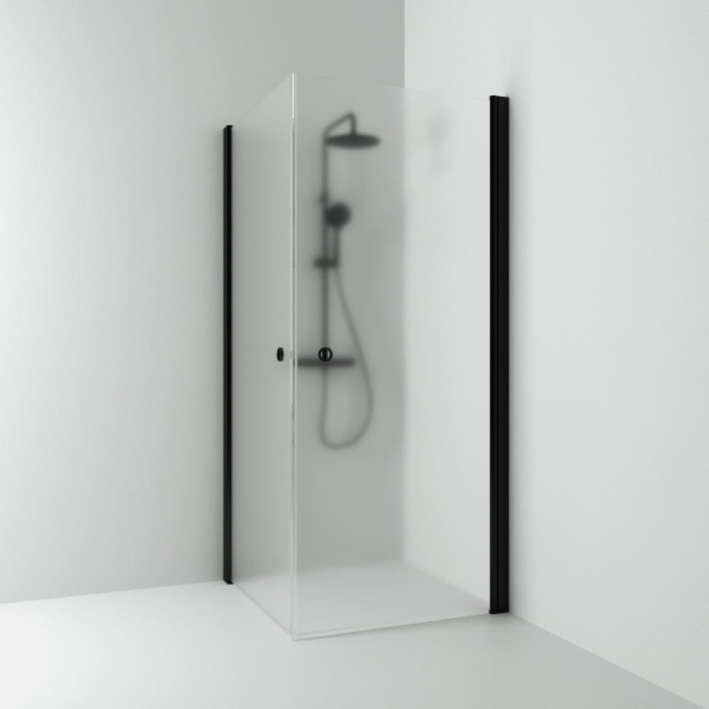 Skoga Dusjhjørne Rett Hullgrep 70x80cm / Svart Matt / Frostet glass Svedbergs Dusjhjørne SV-63508278