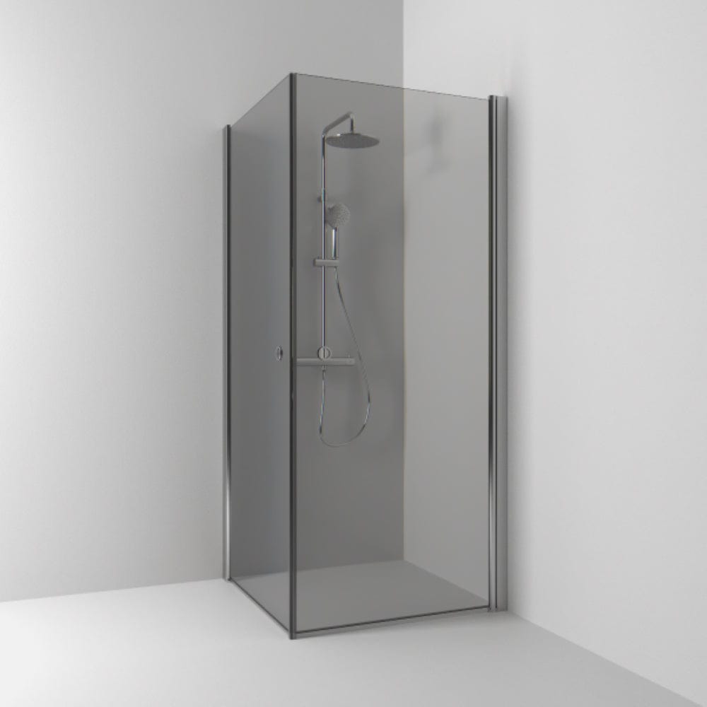 Skoga Dusjhjørne Rett Hullgrep 70x90cm / Matt Aluminium / Røykfarget glass Svedbergs Dusjhjørne SV-63511379