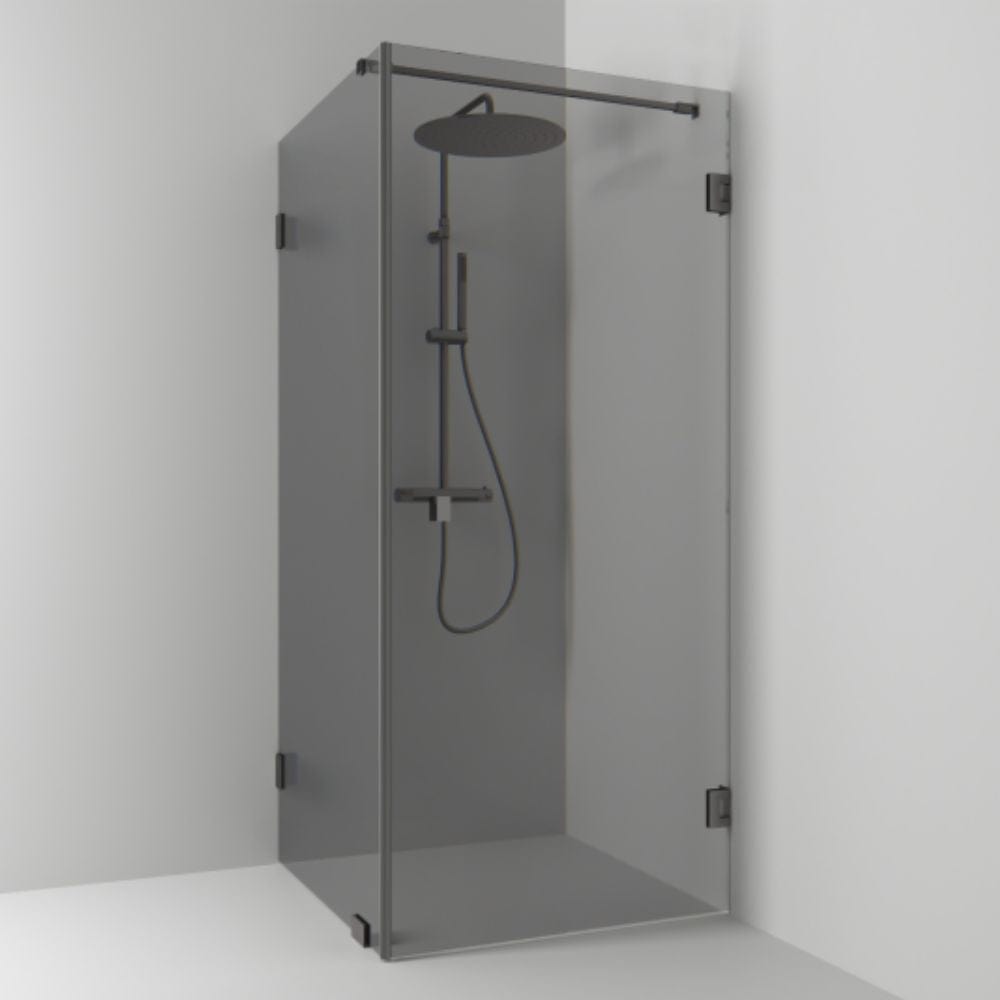 Svedbergs 180° Dusjhjørne Kombi (vegg+dør) Blyantpenn svart / 80x80cm / Røykfarget glass Svedbergs Dusjhjørne SV-624888