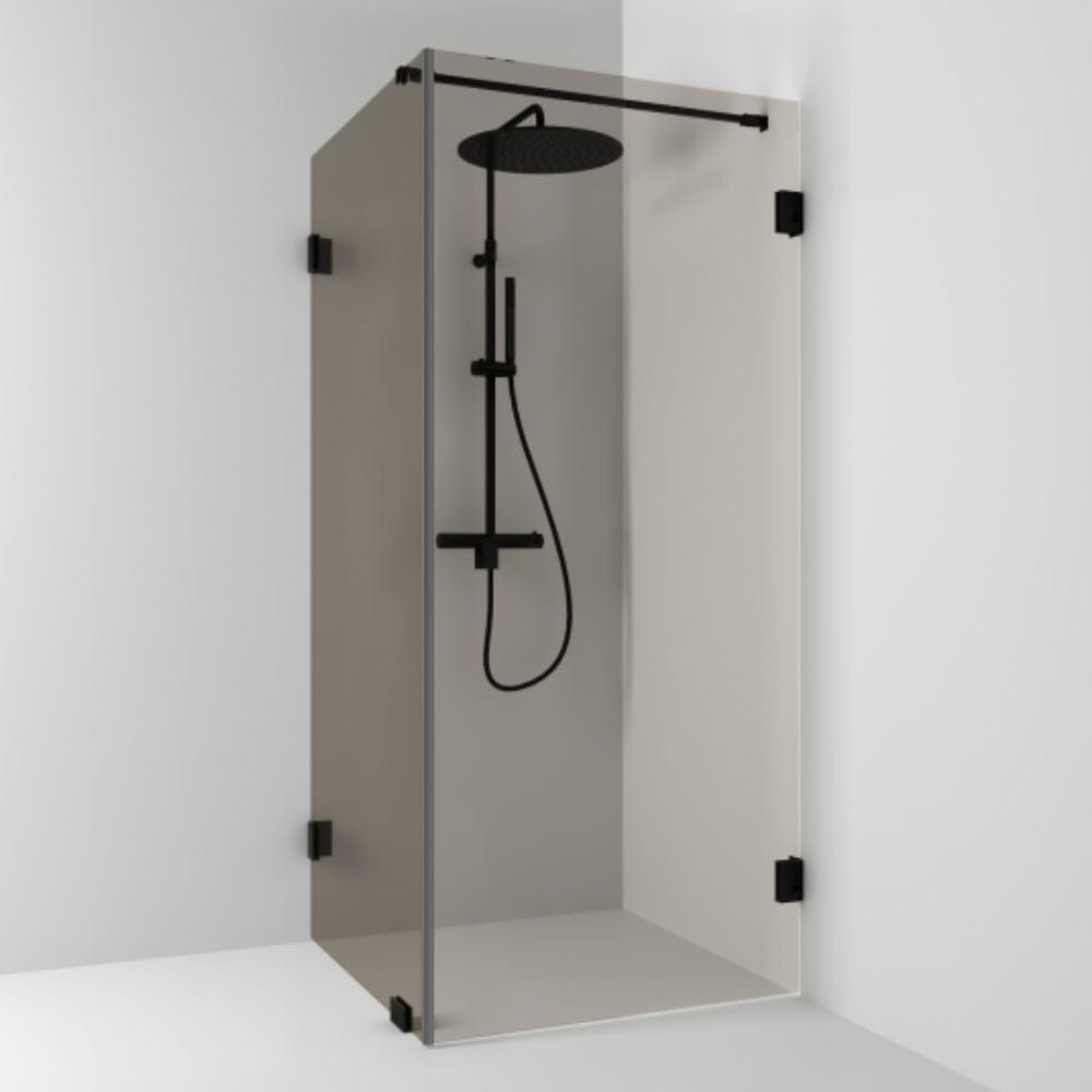 Svedbergs 180° Dusjhjørne Kombi (vegg+dør) Svart matt / 80x80cm / Bronsefarget glass Svedbergs Dusjhjørne SV-684988