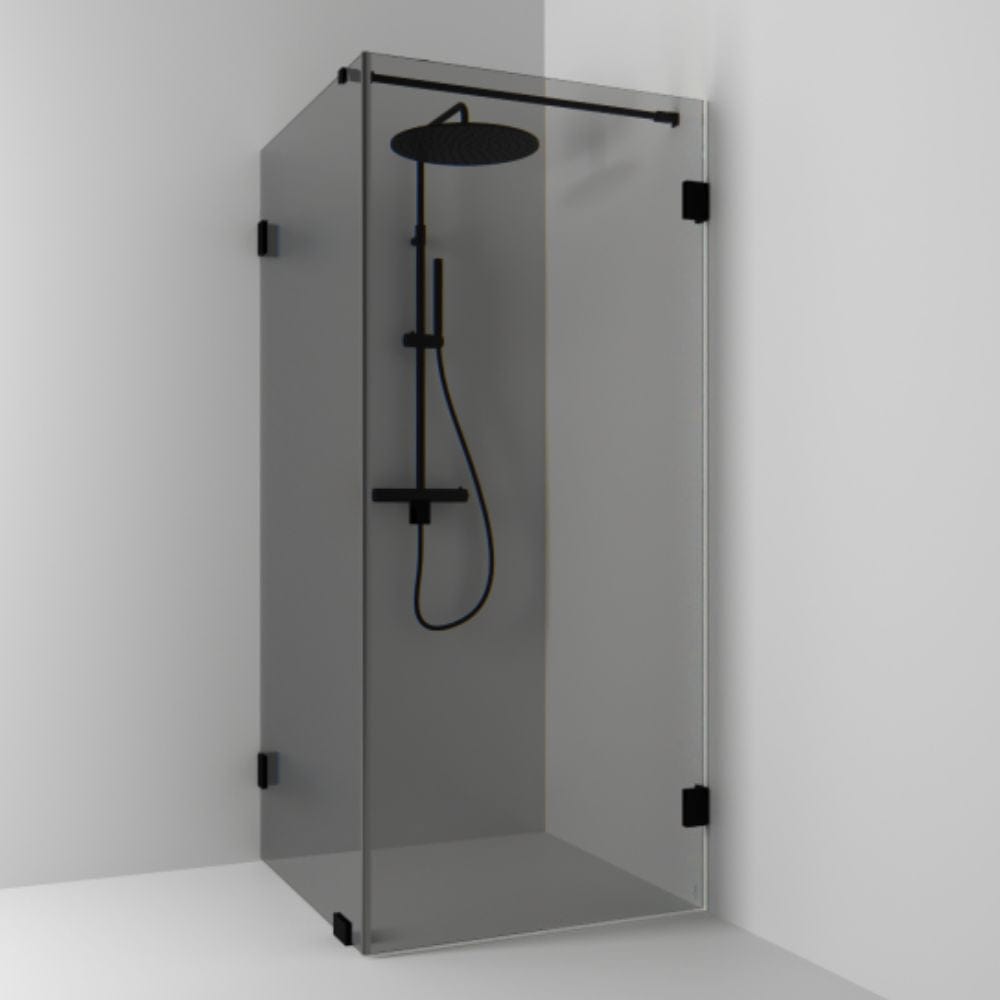 Svedbergs 180° Dusjhjørne Kombi (vegg+dør) Svart matt / 80x80cm / Røykfarget glass Svedbergs Dusjhjørne SV-684888