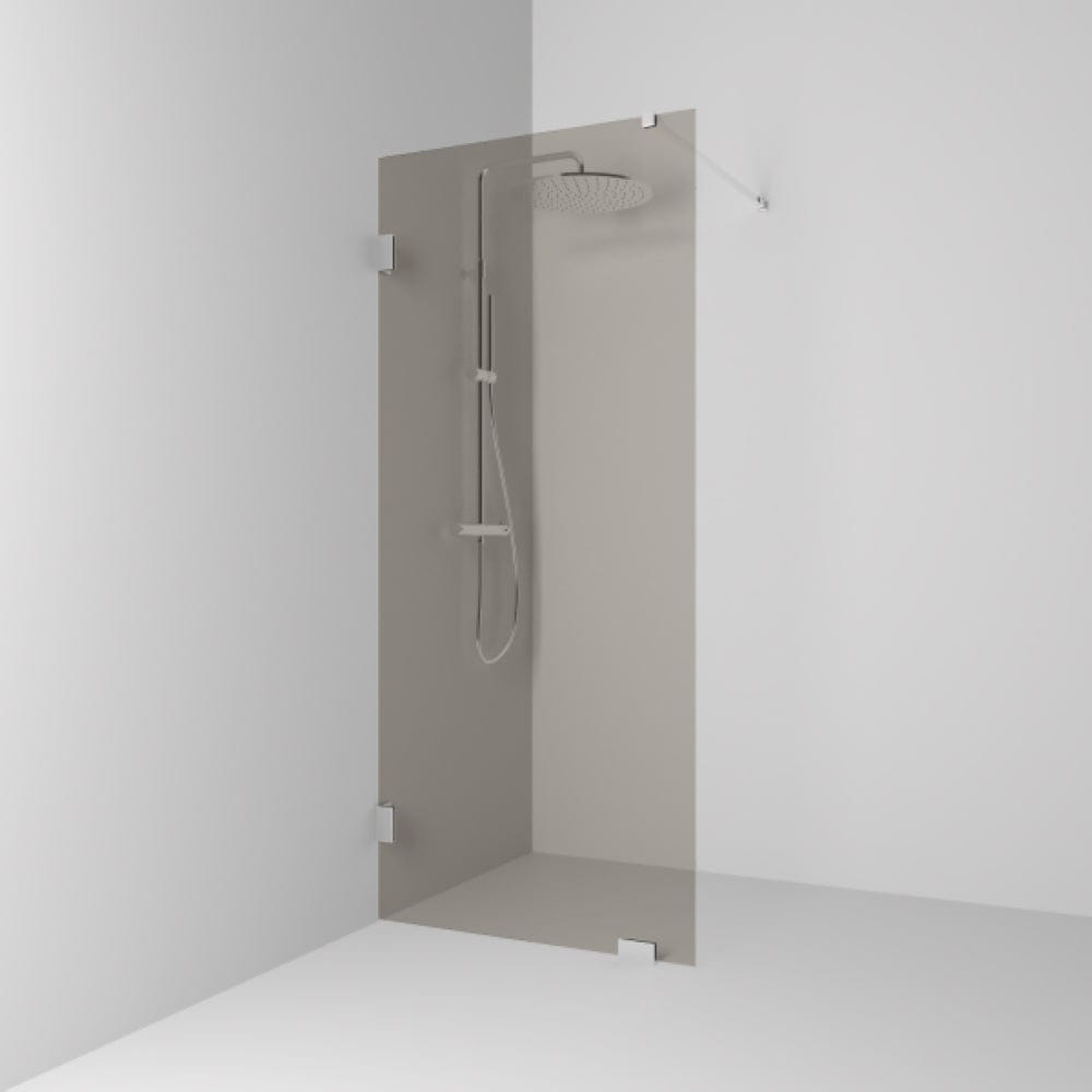 Svedbergs 180° Dusjvegg med fot og stag Krom / 78cm / Bronsefarget glass Svedbergs Dusjvegg SV-652978