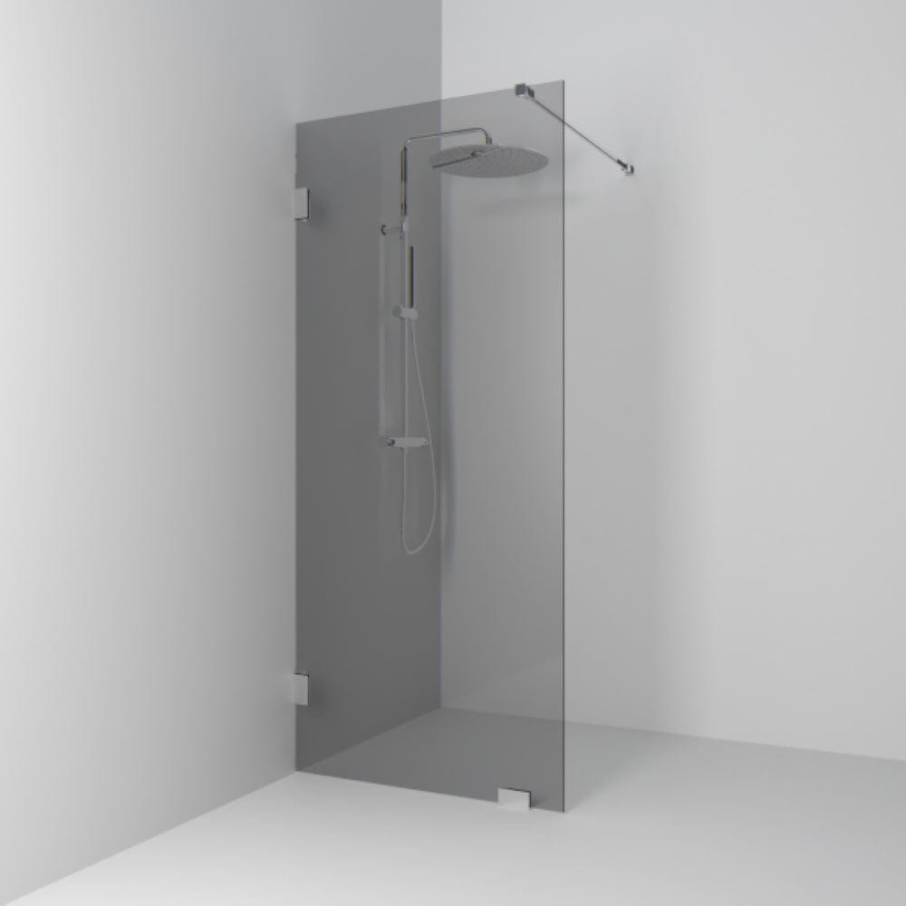 Svedbergs 180° Dusjvegg med fot og stag Krom / 88cm / Røykfarget glass Svedbergs Dusjvegg SV-652888