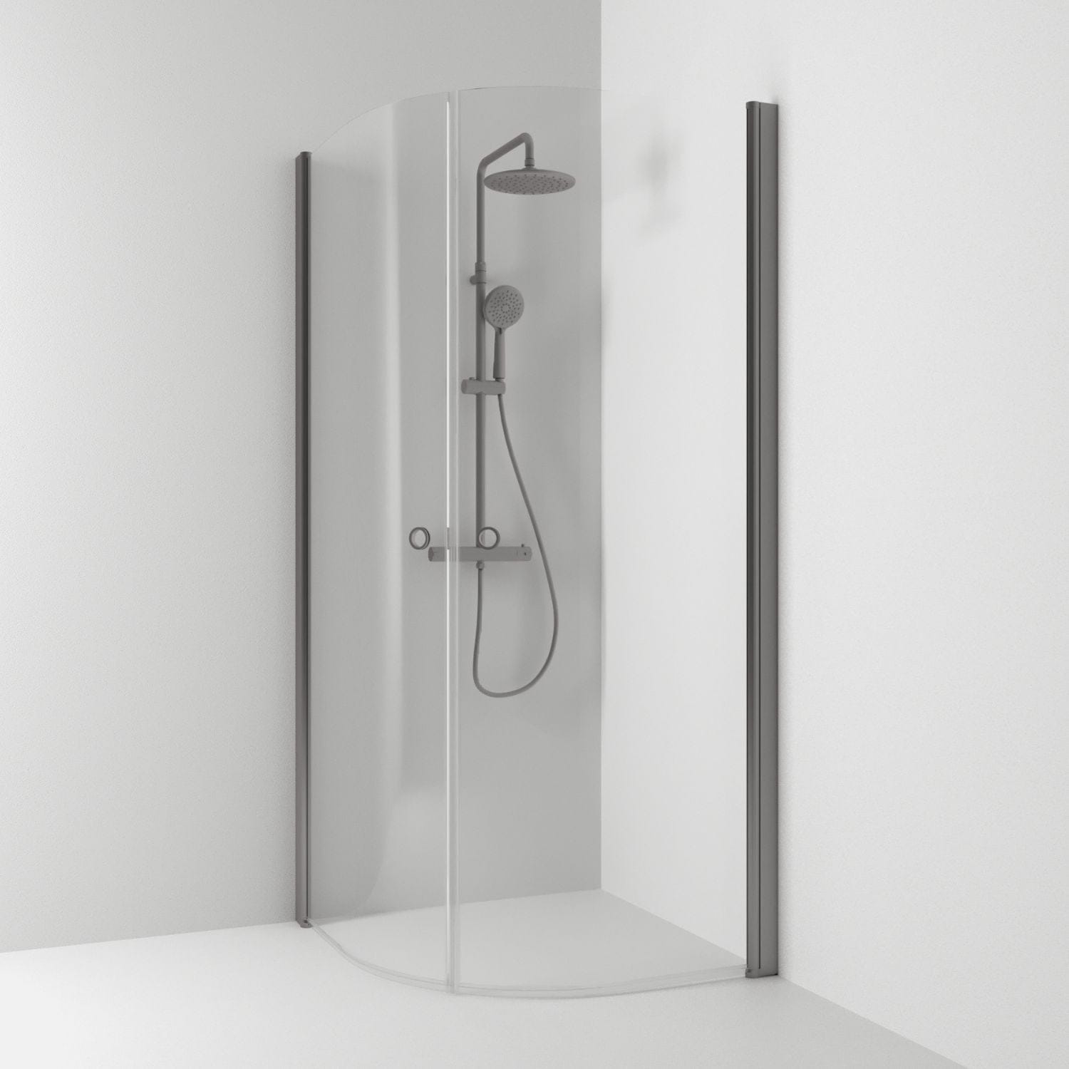 Svedbergs Skoga Dusjhjørne Buet Hullgrep Blyantpenn svart / 80x80cm / Klart glass Svedbergs Dusjhjørne SV-60607588