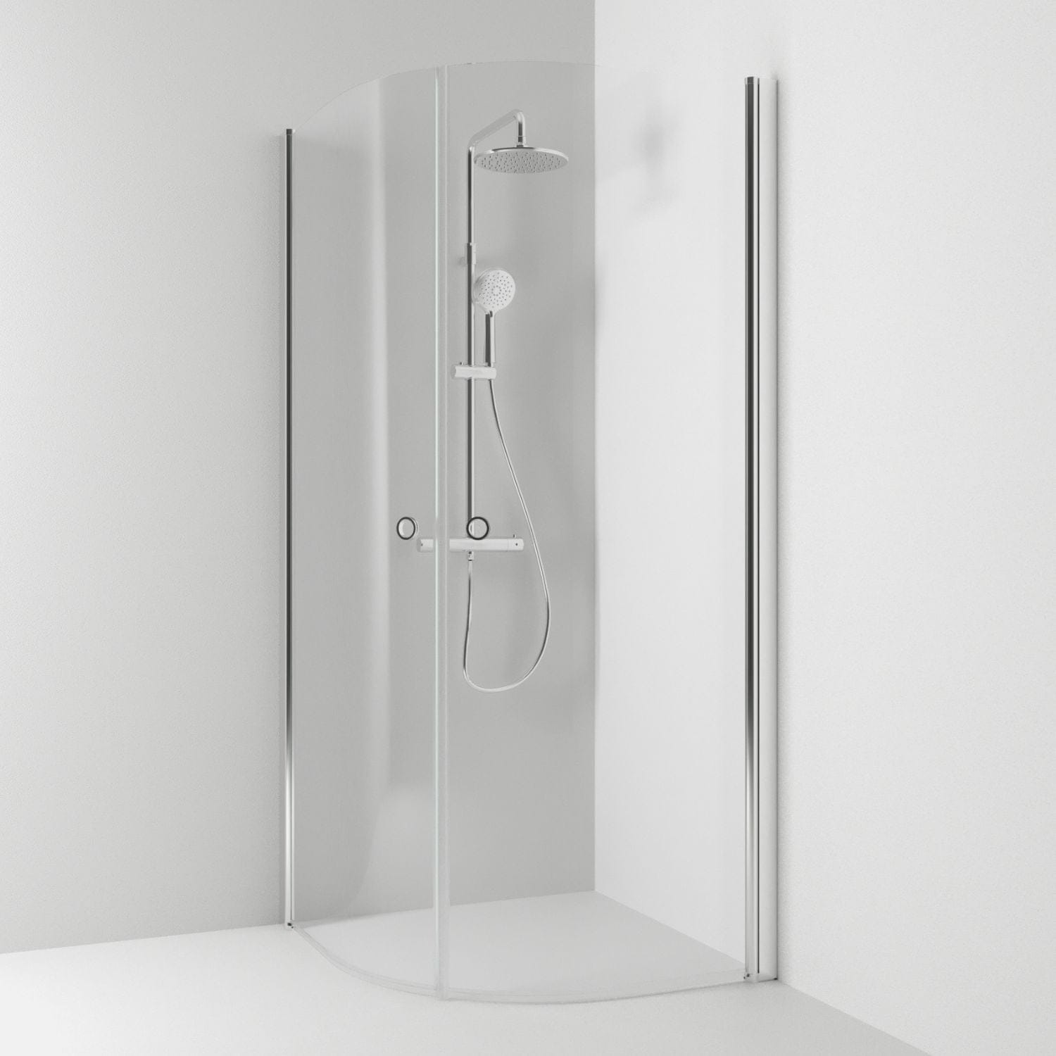 Svedbergs Skoga Dusjhjørne Buet Hullgrep Krom / 80x80cm / Klart glass Svedbergs Dusjhjørne SV-60607488