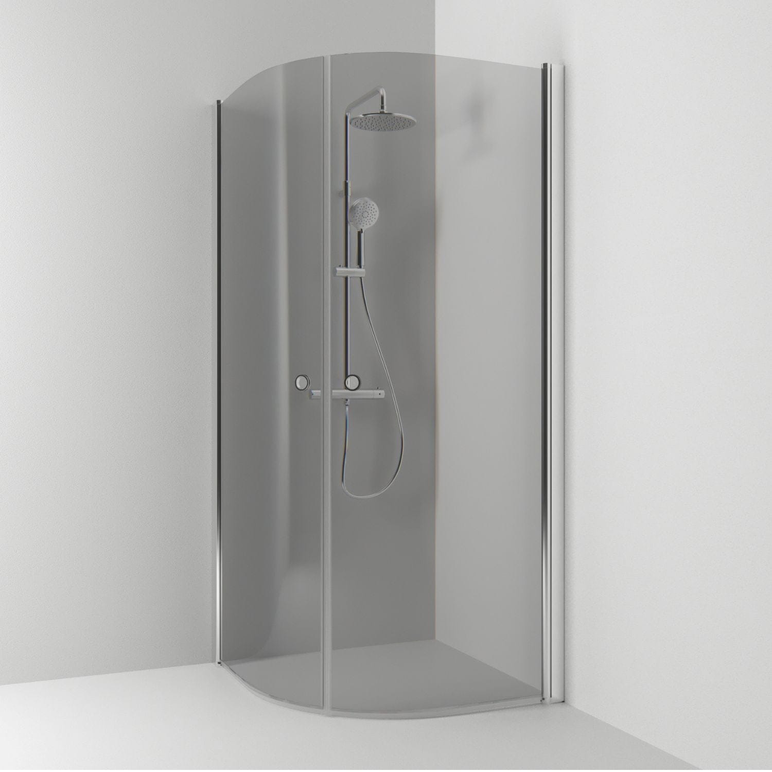 Svedbergs Skoga Dusjhjørne Buet Hullgrep Krom / 80x80cm / Røkfarget glass Svedbergs Dusjhjørne SV-60611488