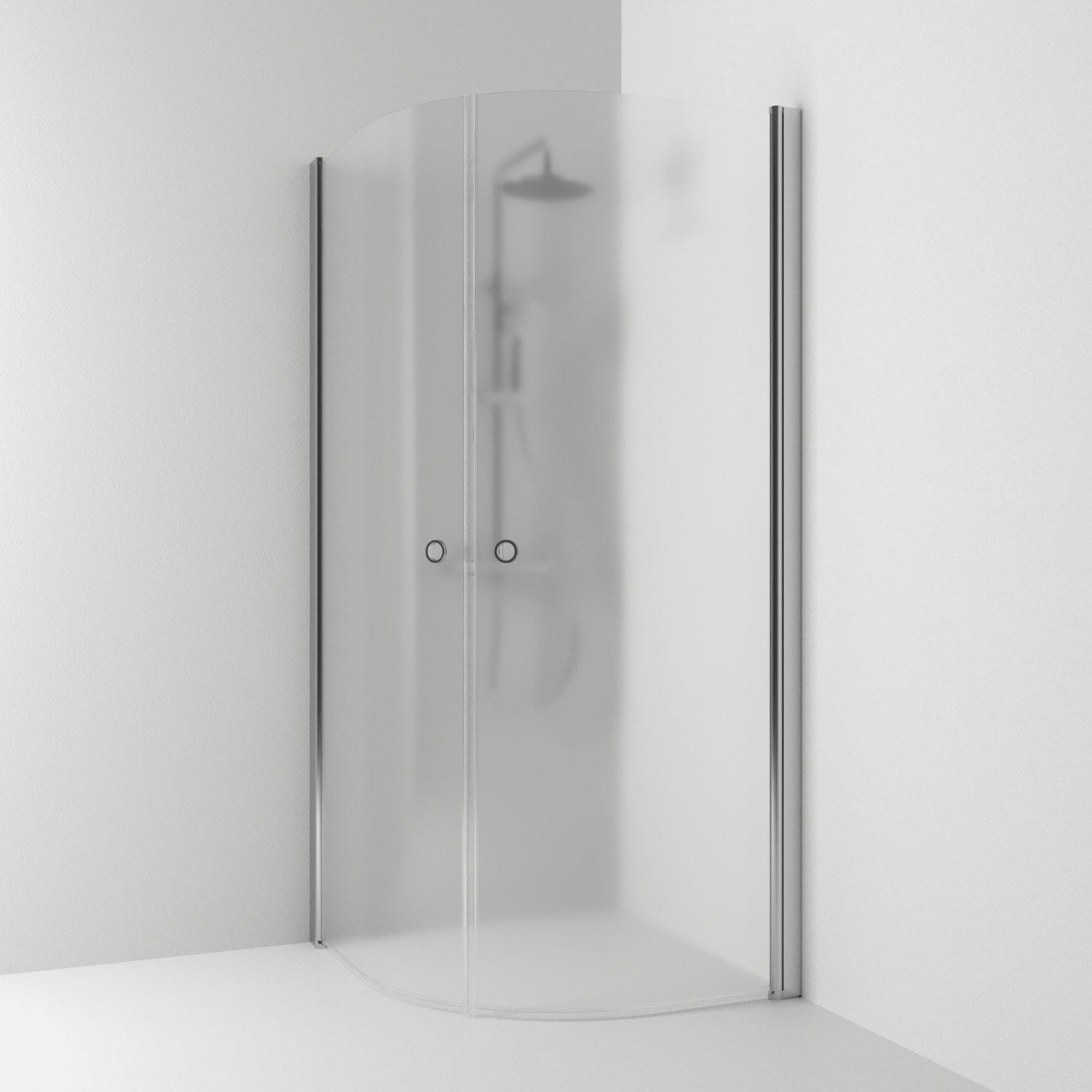 Svedbergs Skoga Dusjhjørne Buet Hullgrep Matt aluminium / 80x80cm / Frostet glass Svedbergs Dusjhjørne SV-60608388
