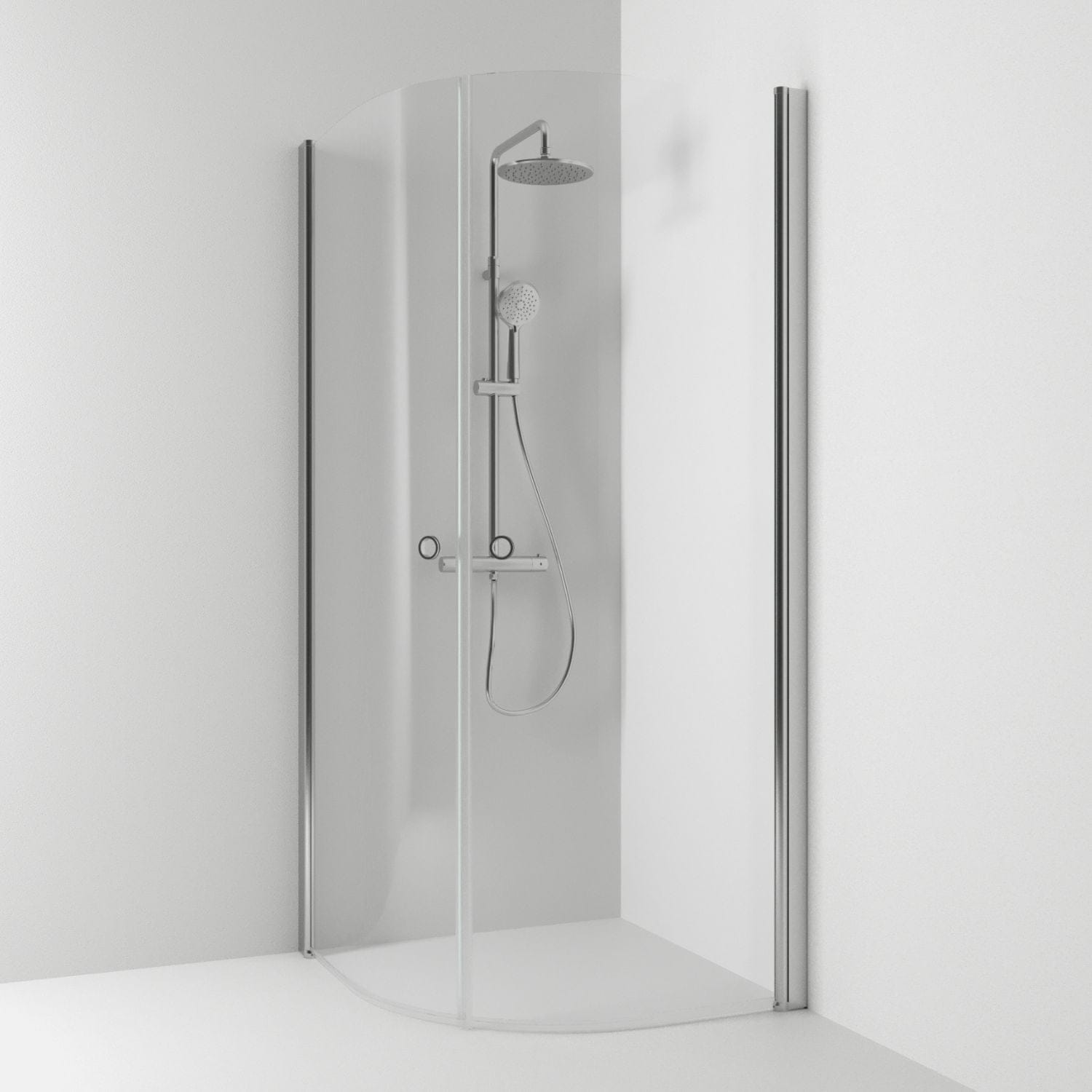 Svedbergs Skoga Dusjhjørne Buet Hullgrep Matt aluminium / 80x80cm / Klart glass Svedbergs Dusjhjørne SV-60607388