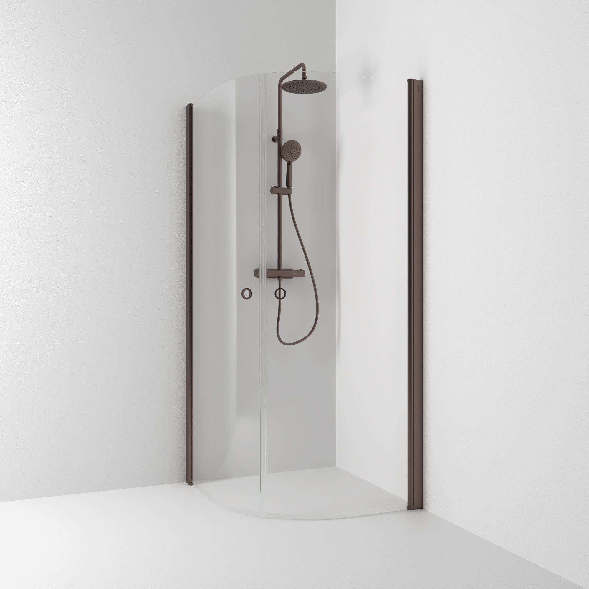 Svedbergs Skoga Dusjhjørne Buet Hullgrep Mocca / 80x80cm / Klart glass Svedbergs Dusjhjørne SV-60607688