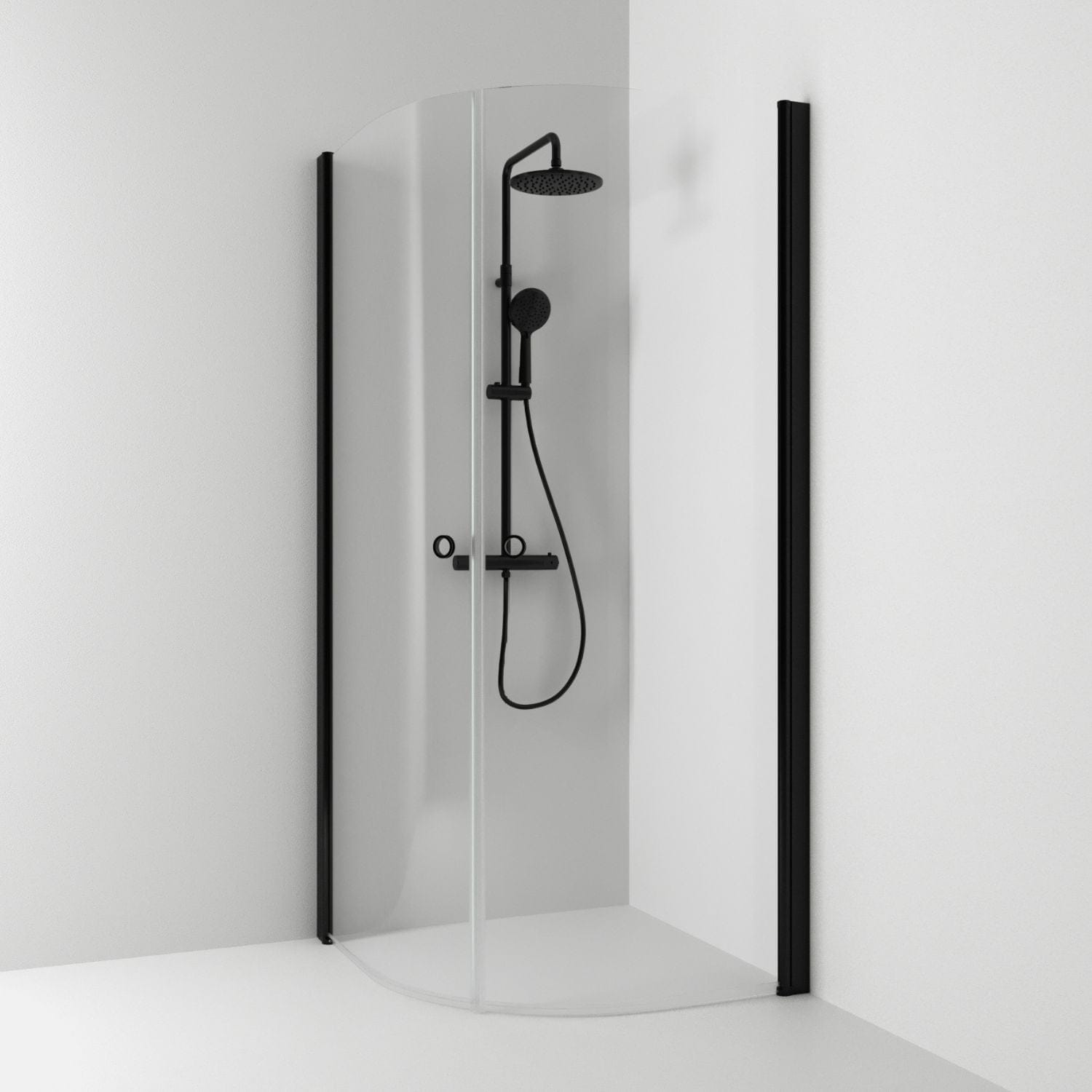 Svedbergs Skoga Dusjhjørne Buet Hullgrep Svart matt / 80x80cm / Klart glass Svedbergs Dusjhjørne SV-60607288