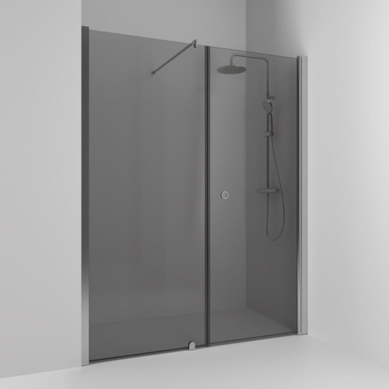 Svedbergs Skoga Dusjnisje Rett Kombi (vegg+dør) Matt aluminium / 140cm / Røkfarget glass Svedbergs Dusjnisje SV-61911377