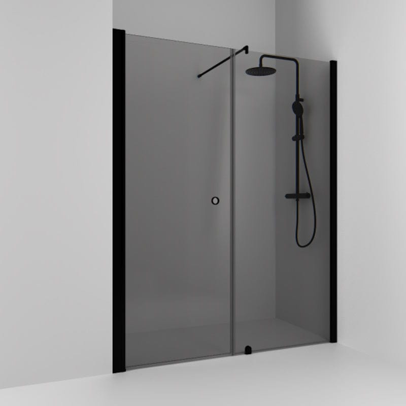 Svedbergs Skoga Dusjnisje Rett Kombi (vegg+dør) Svart matt / 140cm / Røkfarget glass Svedbergs Dusjnisje SV-61911277