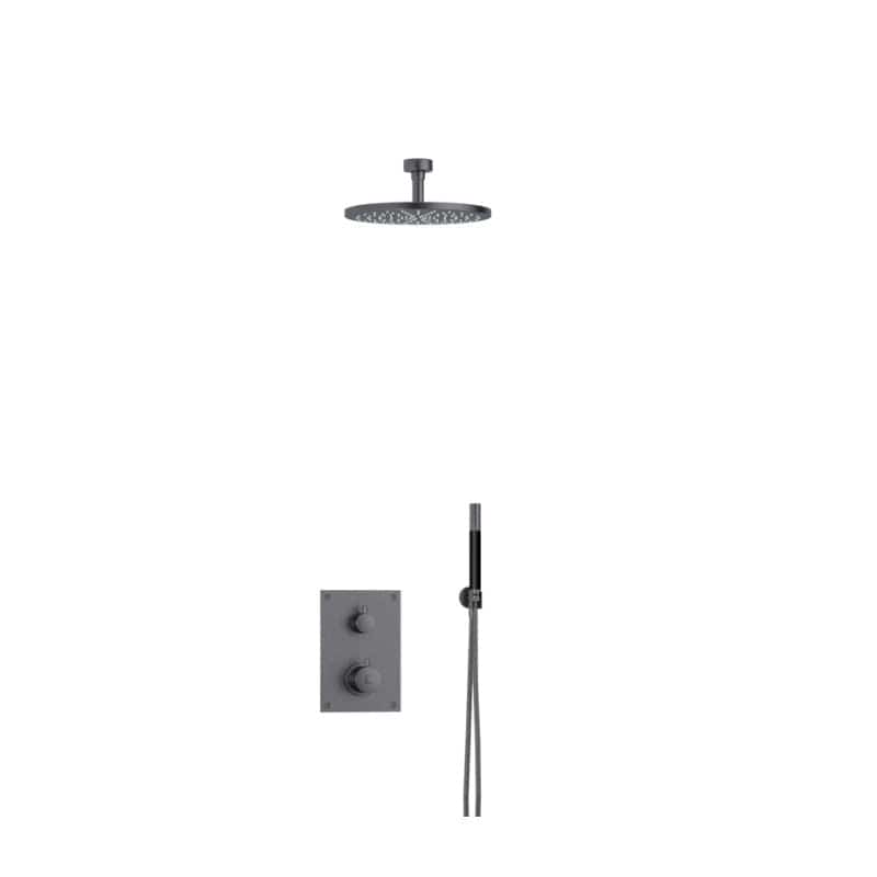 Tapwell Z079 Takdusj Innbygging - komplett Brushed black chrome / 85mm Tapwell Blandebatteri innbygging TA-9426922