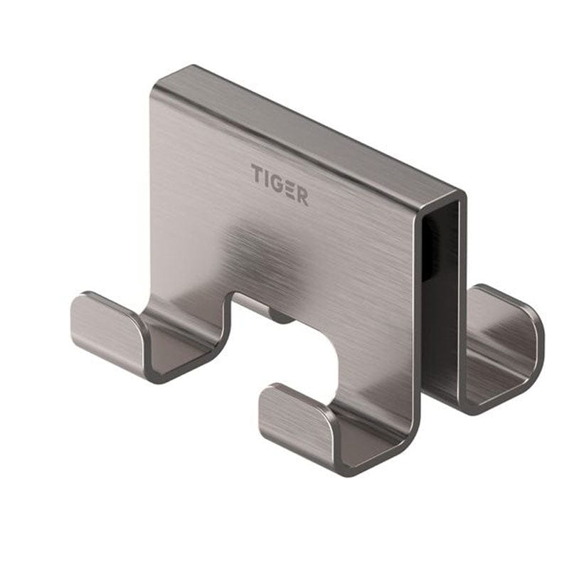 Tiger Caddy dobbel krok til glassvegg Børstet stal Tiger Knagger CO-800295