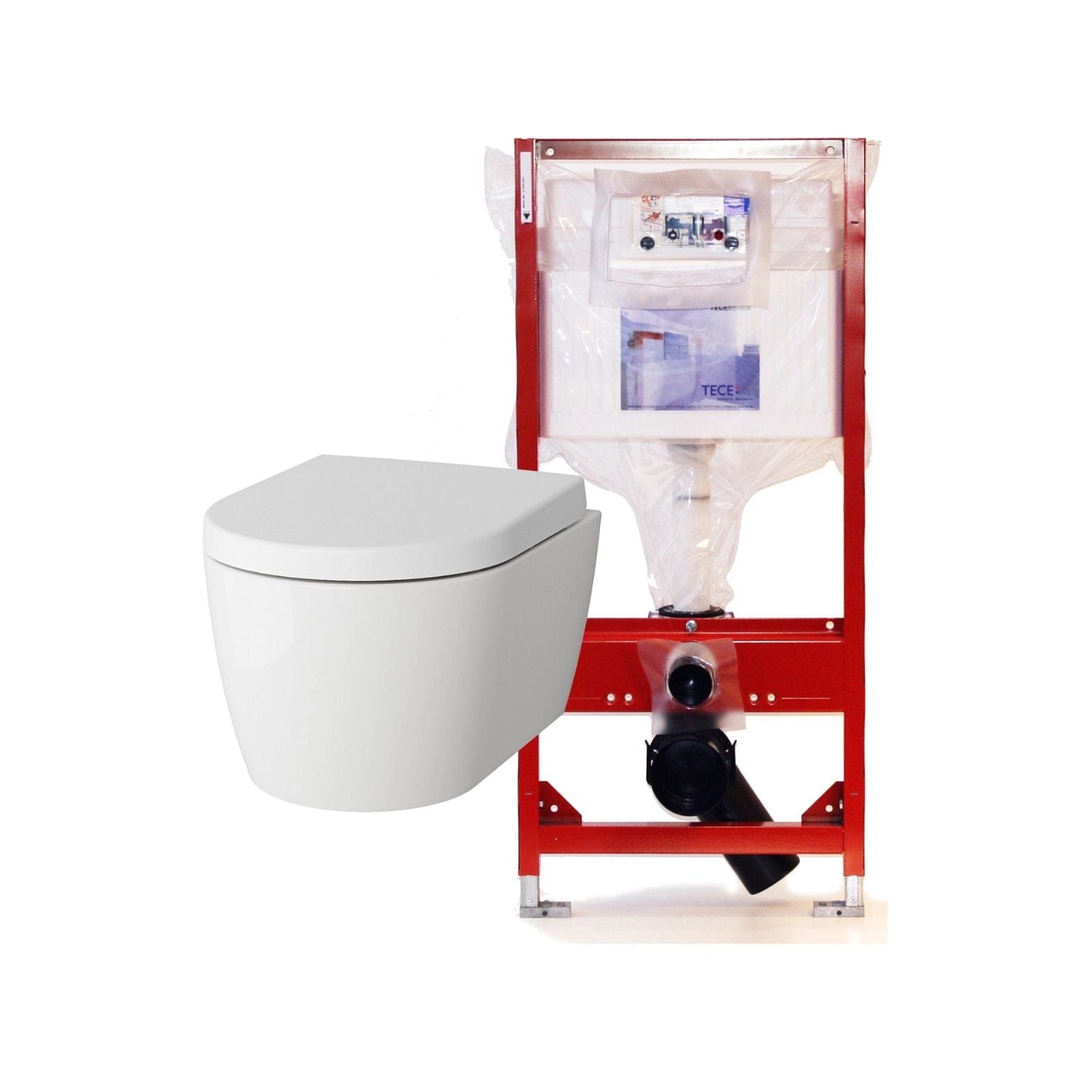 VikingBad Aida Kompakt Toalettpakke veggskål D49cm, soft-close sete og TECE sisterne Hvit / Standard soft-close / Ja VikingBad Toalettpakker VB-114115