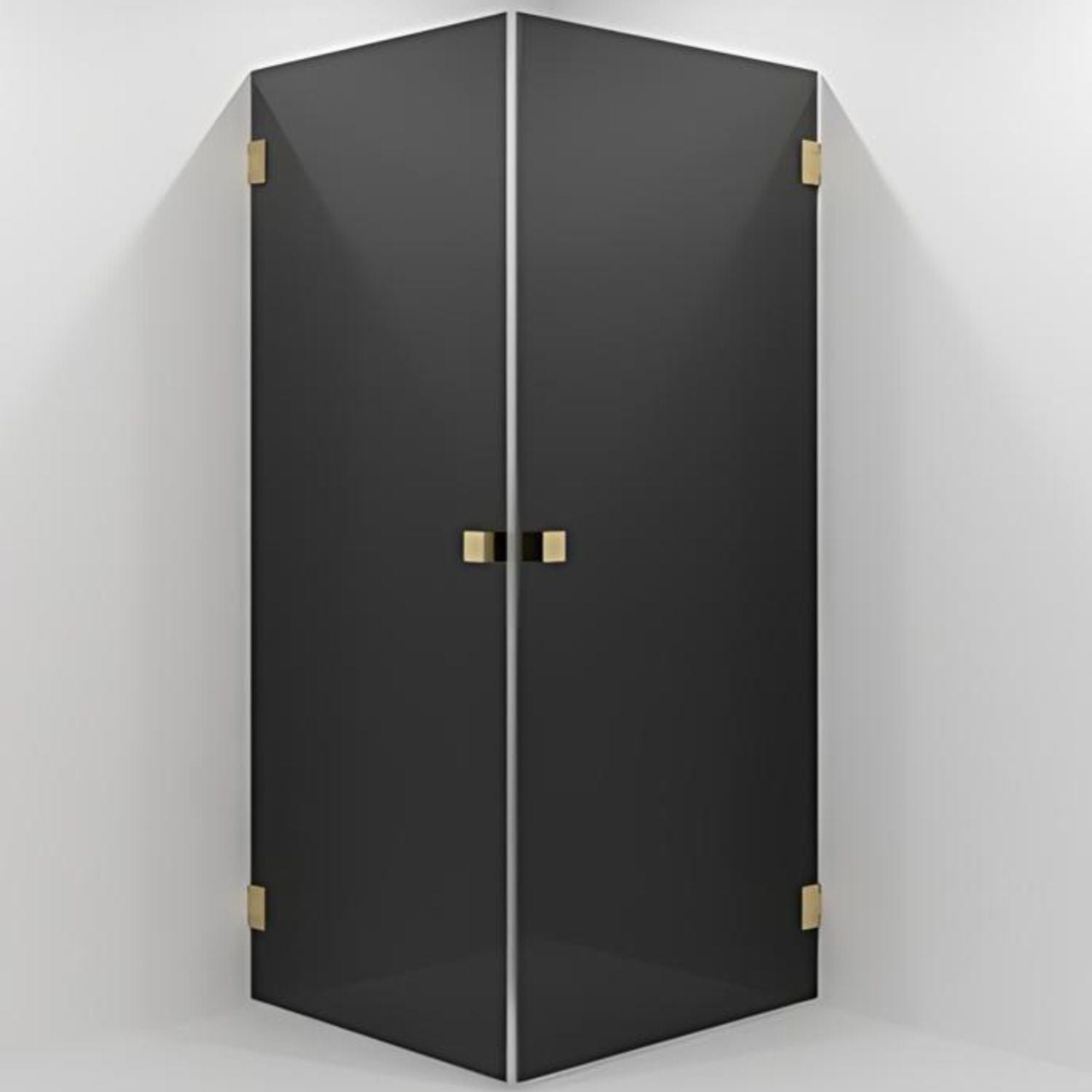 VikingBad Emil Dusjhjørne Rett - Farget glass Børstet messing / 90x90cm / Sotet glass VikingBad Dusjhjørne VB-118739