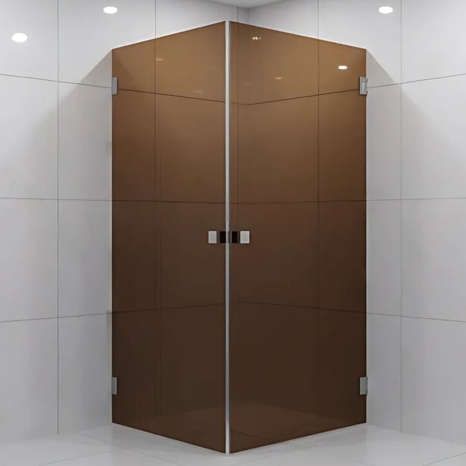 VikingBad Emil Dusjhjørne Rett - Farget glass Krom / 100x100cm / Bronse glass VikingBad Dusjhjørne VB-117933