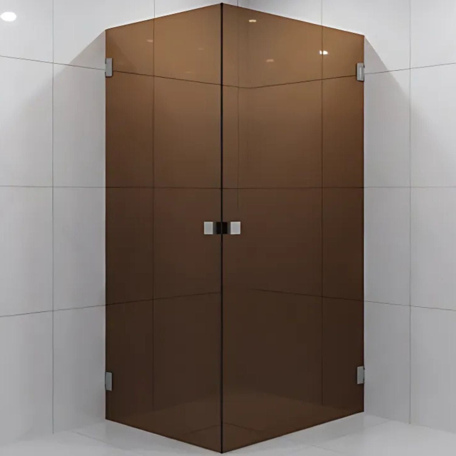 VikingBad Emil Dusjhjørne Rett - Farget glass Krom / 90x100cm / Bronse glass VikingBad Dusjhjørne VB-117906