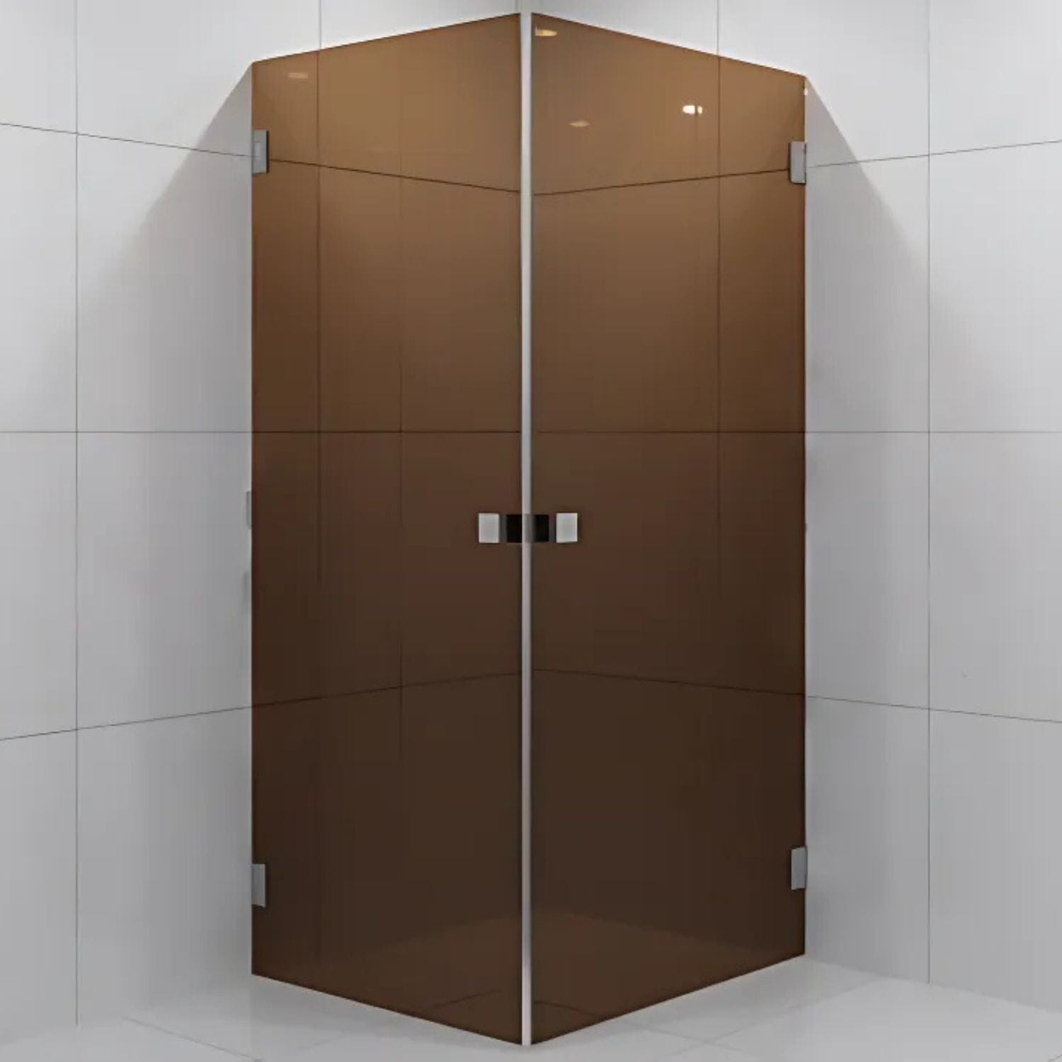 VikingBad Emil Dusjhjørne Rett - Farget glass Krom / 90x90cm / Bronse glass VikingBad Dusjhjørne VB-117905