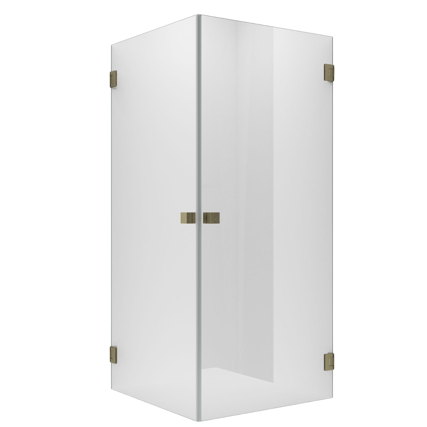 VikingBad EMIL Dusjhjørne Rett H200cm Børstet messing / 80x80cm / Klart glass VikingBad Dusjhjørne VB-118718