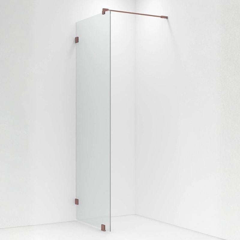 VikingBad Emil Glassfelt H200cm inkl. støttestag, veggfeste og gulvfeste Børstet rosègull / 70cm / Klart glass VikingBad Dusjvegg VB-118755