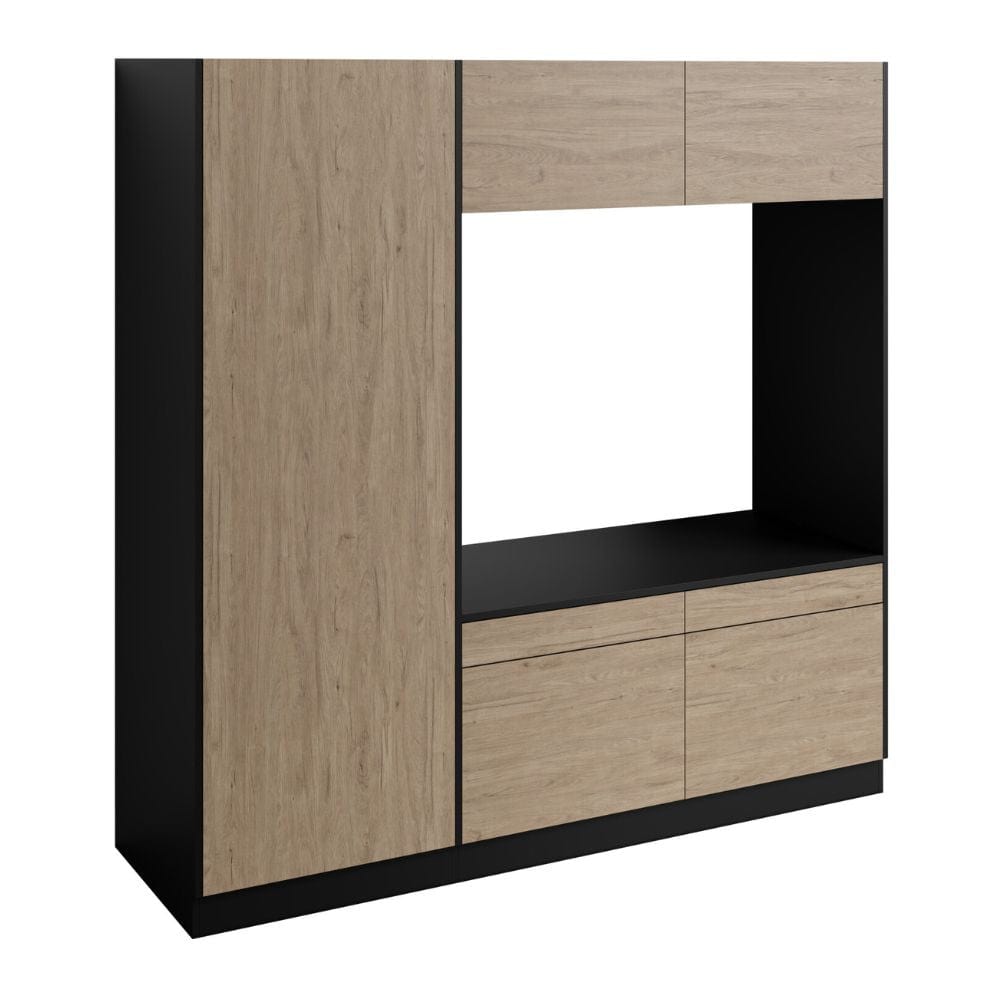 VikingBad Fay Høyskap med Dobbel Vaskemaskinmodul Svart matt/eik VikingBad Høyskap vaskerom VB-119370