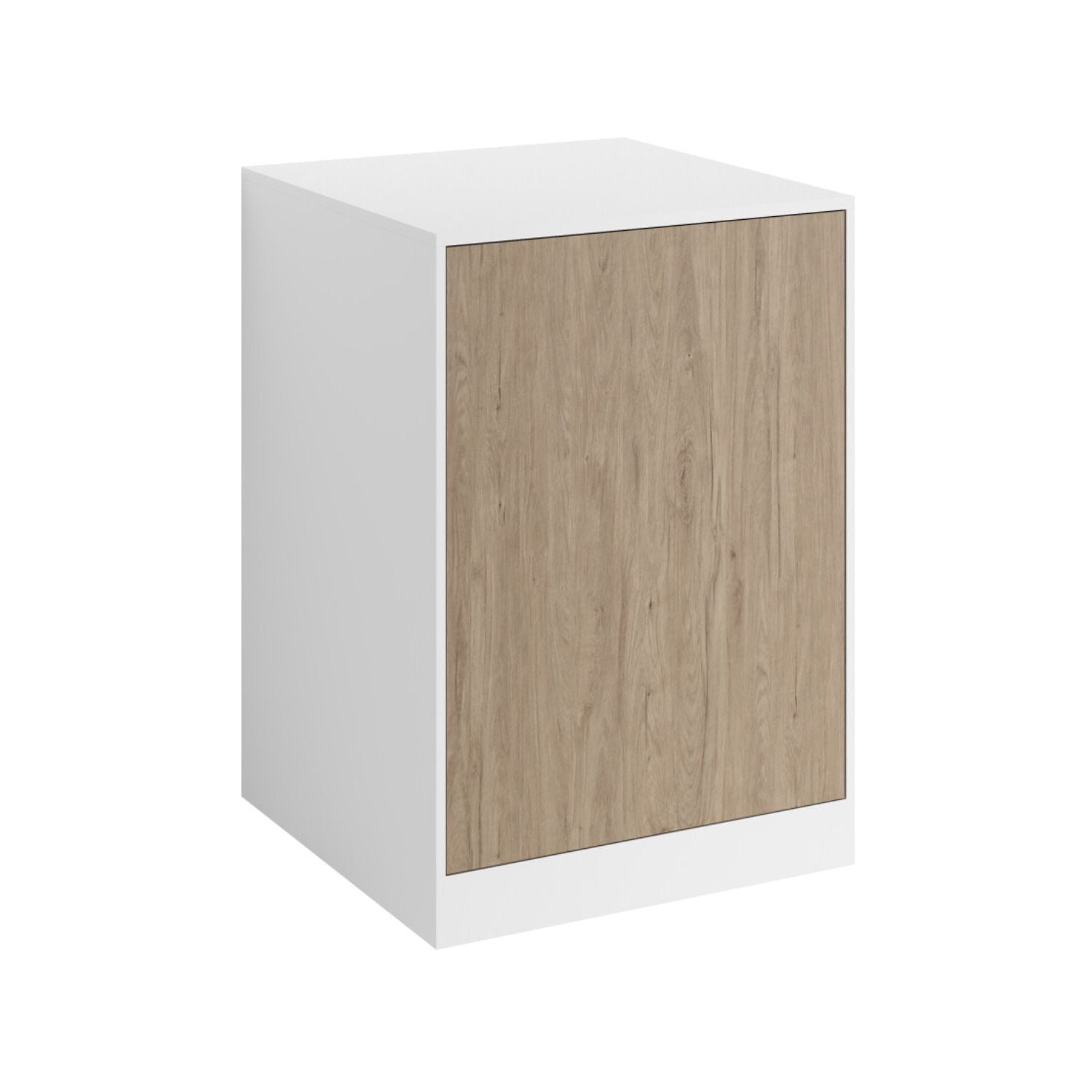 VikingBad Fay Lavt Innbyggingsskap med Hyller Hvit matt/eik VikingBad VB-119207