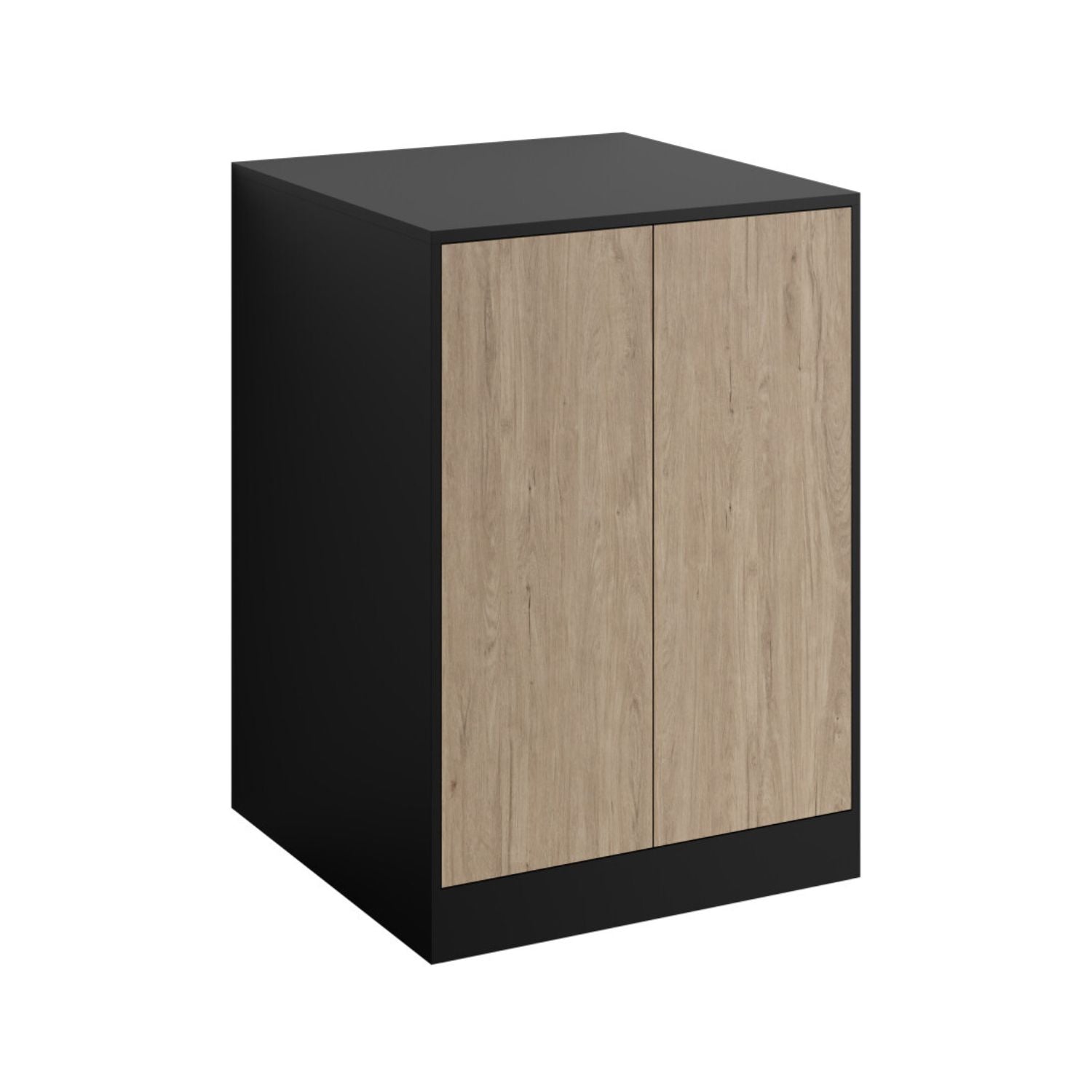 VikingBad Fay Lavt Saloon Innbyggingsskap med Hyller Svart matt/eik VikingBad VB-119206