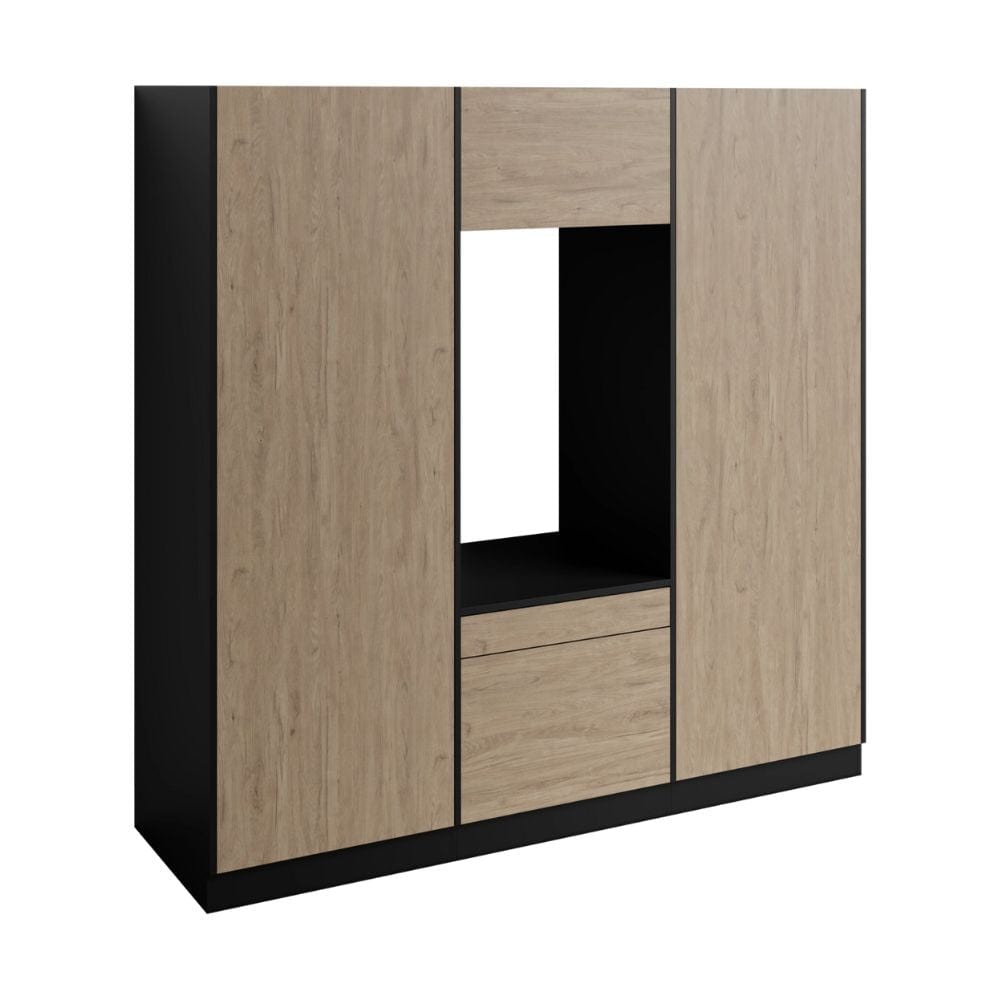 VikingBad Fay X2 Høyskap og Enkel Vaskemaskinmodul Svart matt/eik VikingBad Høyskap vaskerom VB-119385