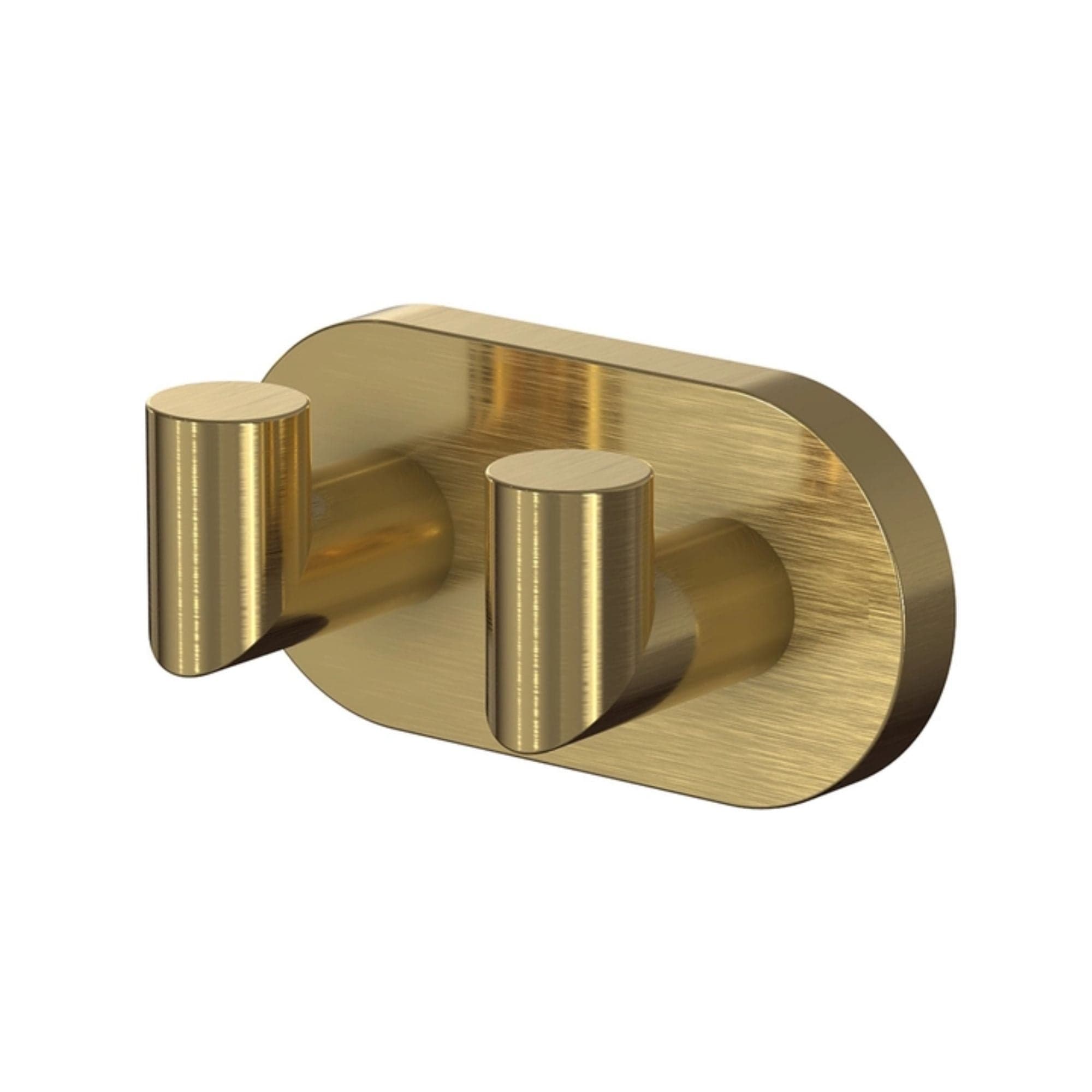 VikingBad Luna Rund Håndkleknagg med 2 kroker Børstet messing VikingBad Knagger VB-017933-07