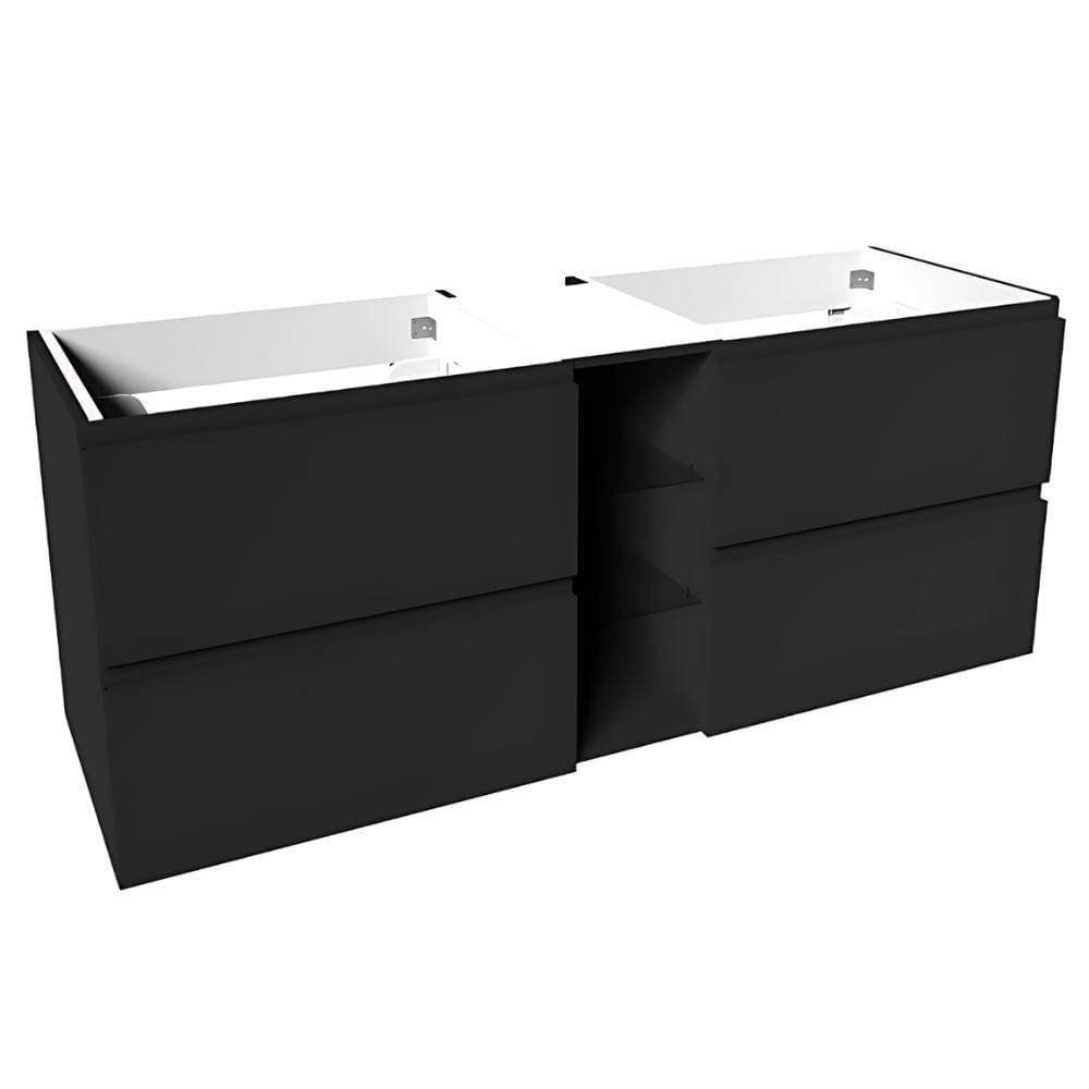 VikingBad MIE FINGERGREP DBL Servantskap åpen glasshylle Mørk grå / 140cm dobbel VikingBad Servantskap VB-114546