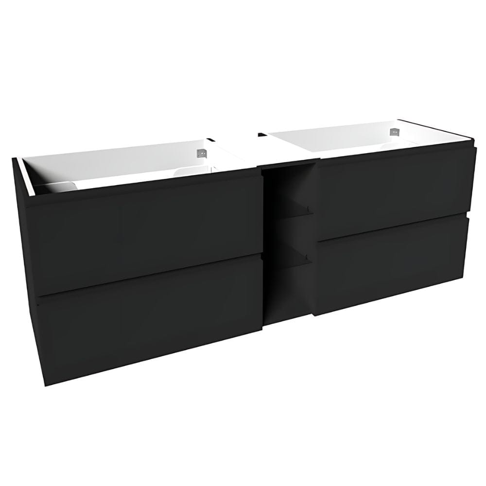 VikingBad MIE FINGERGREP DBL Servantskap åpen glasshylle Mørk grå / 160cm dobbel VikingBad Servantskap VB-114584